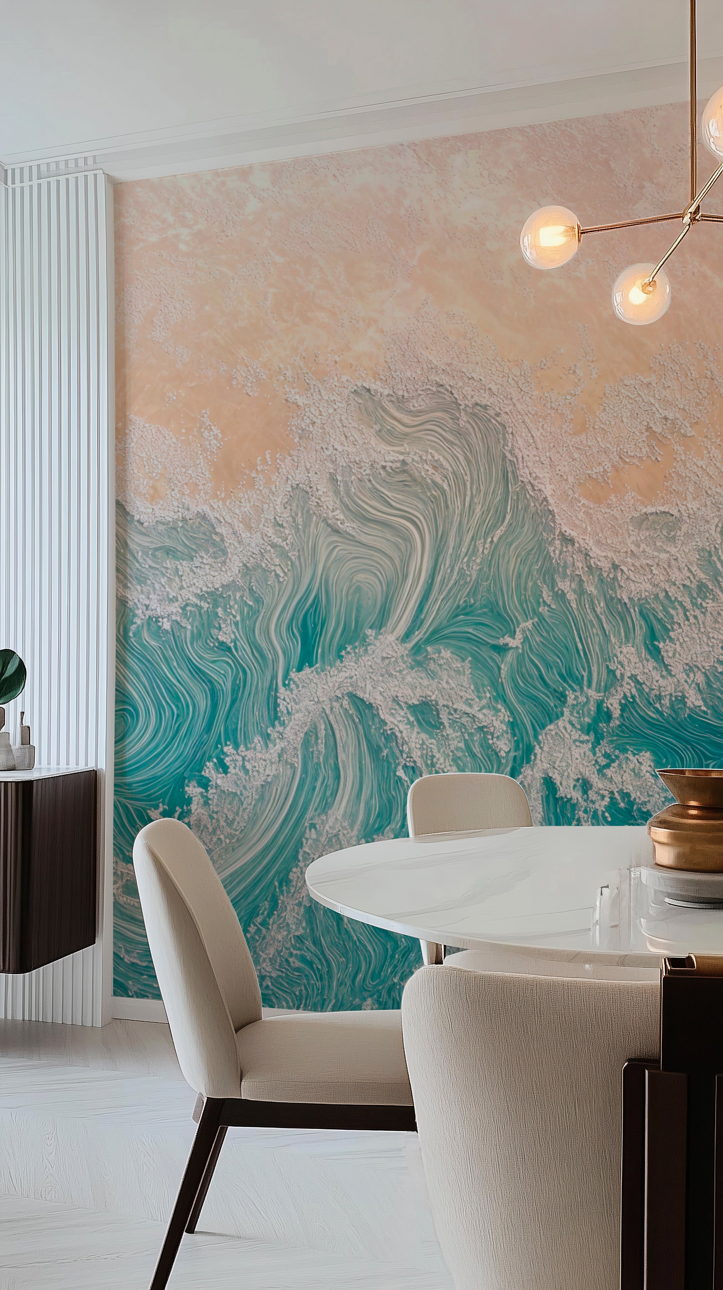 Bounty Beach Wall Mural, Calm Ocean Wallpaper, Peel and Stick Ocean Waves Wall Decor, Removable Mural