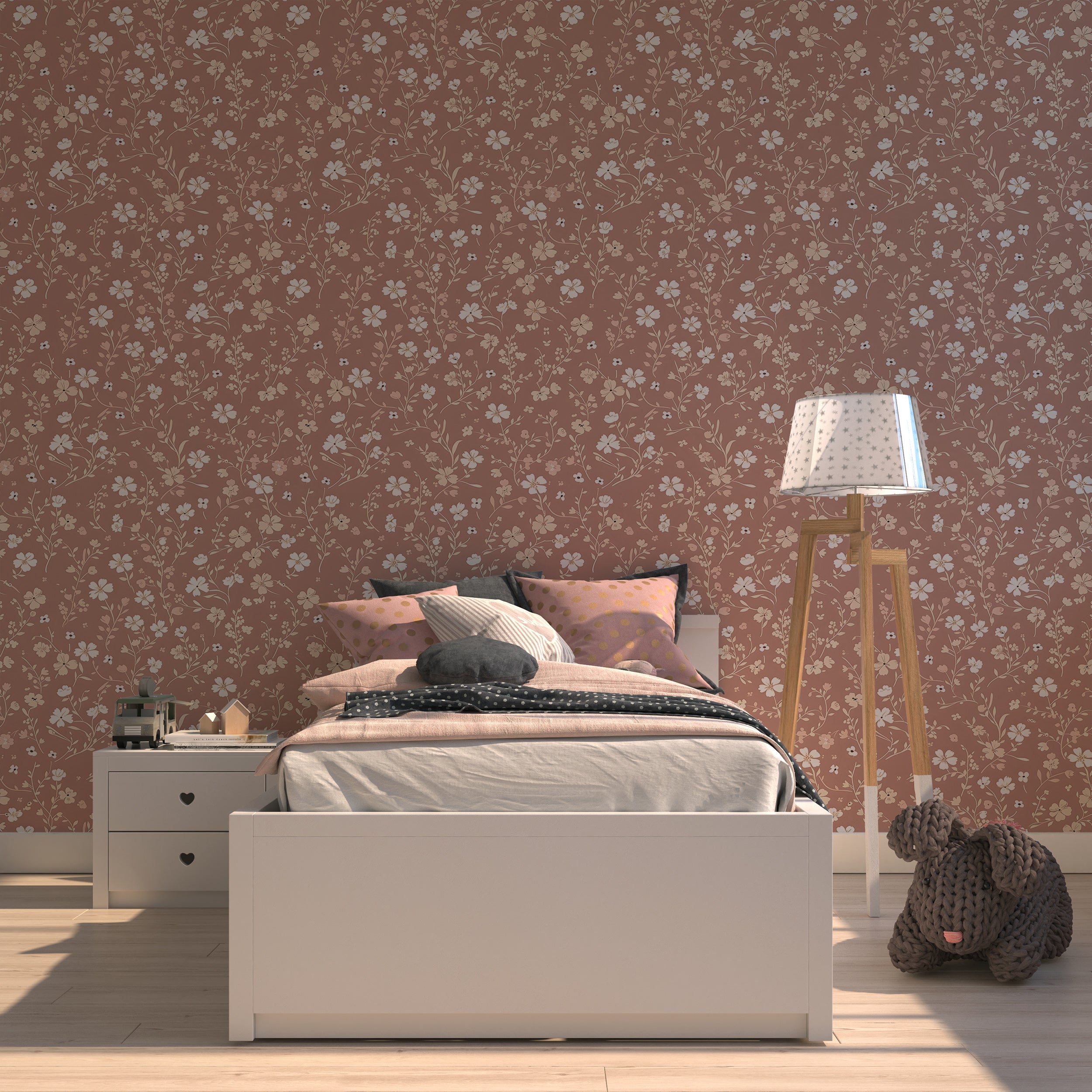 Dusty Rose Botanical Wall Covering