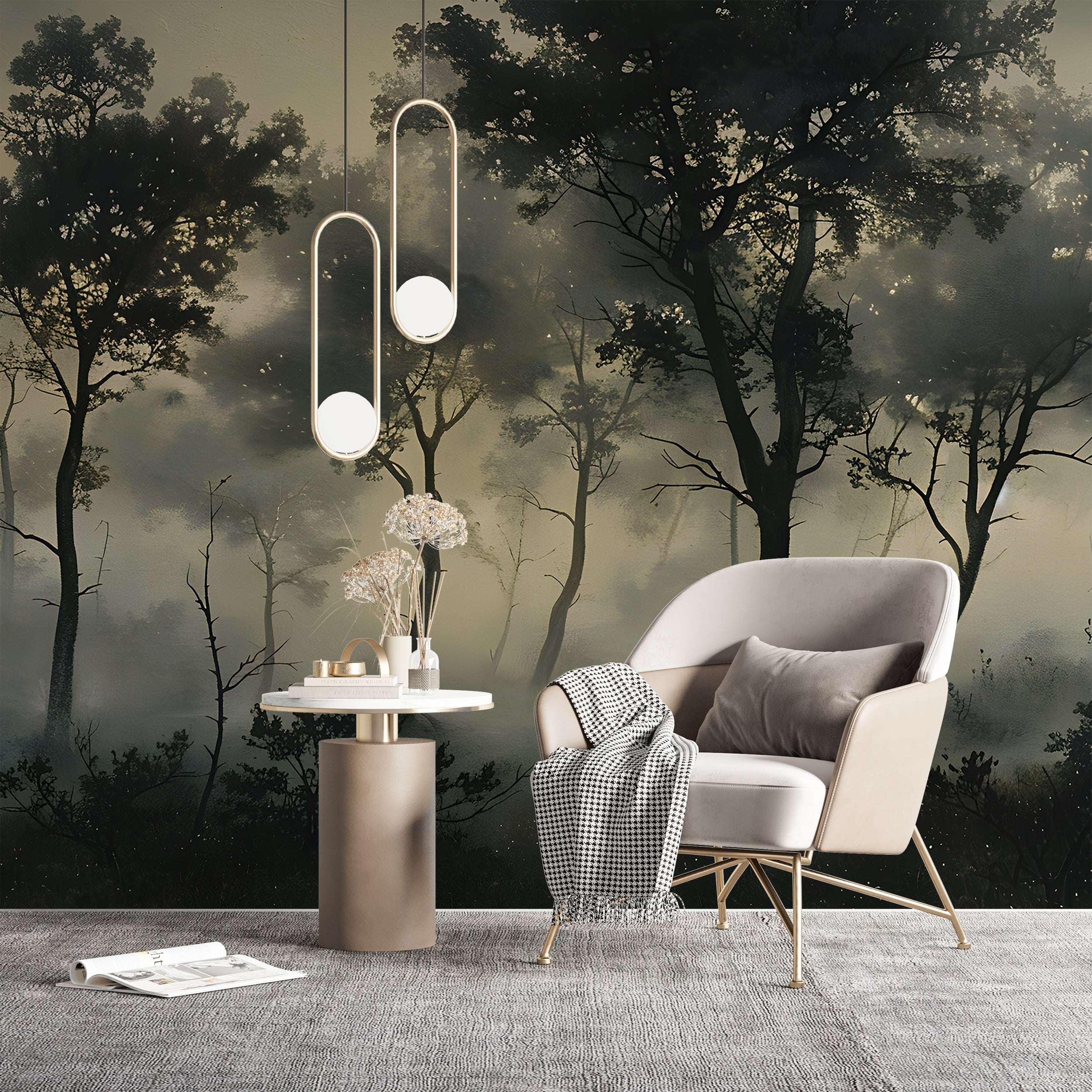 Removable misty forest wall sticker