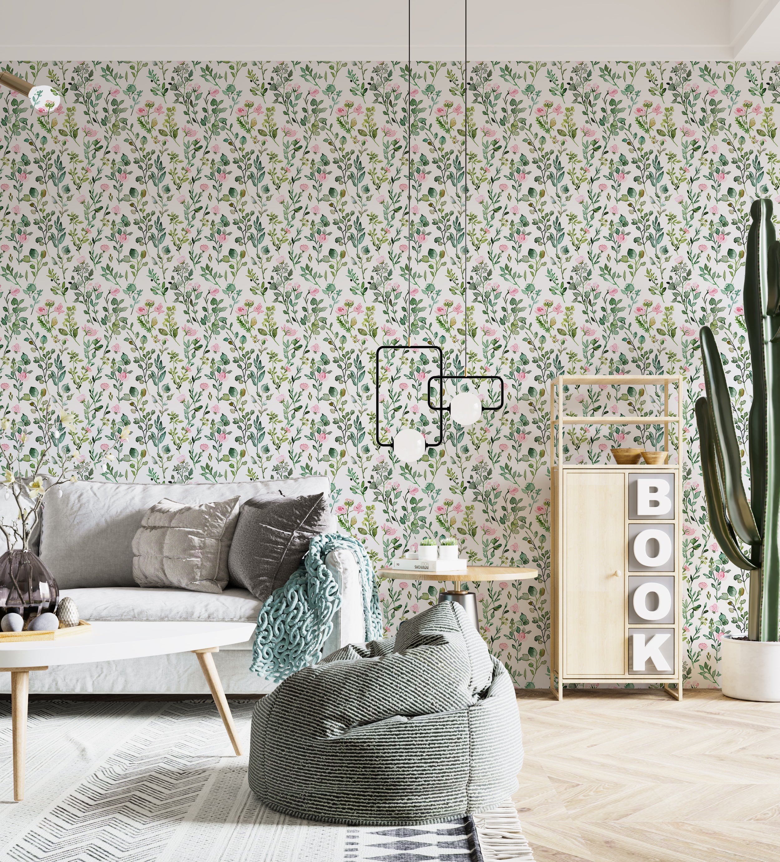 Cozy Pastel Floral Wallpaper, Meadow Flowers Peel and Stick