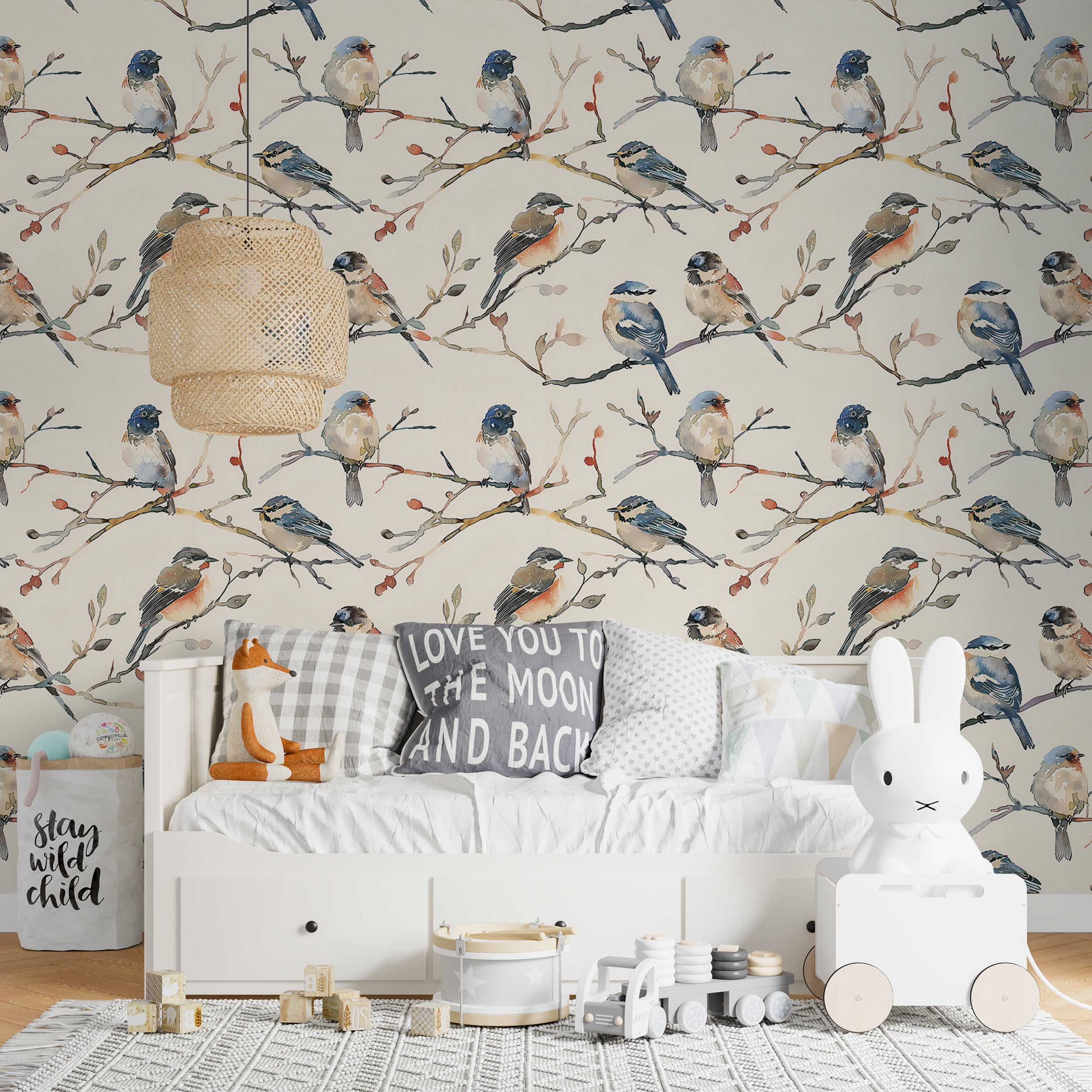 Muted Pastel Birds Wallpaper