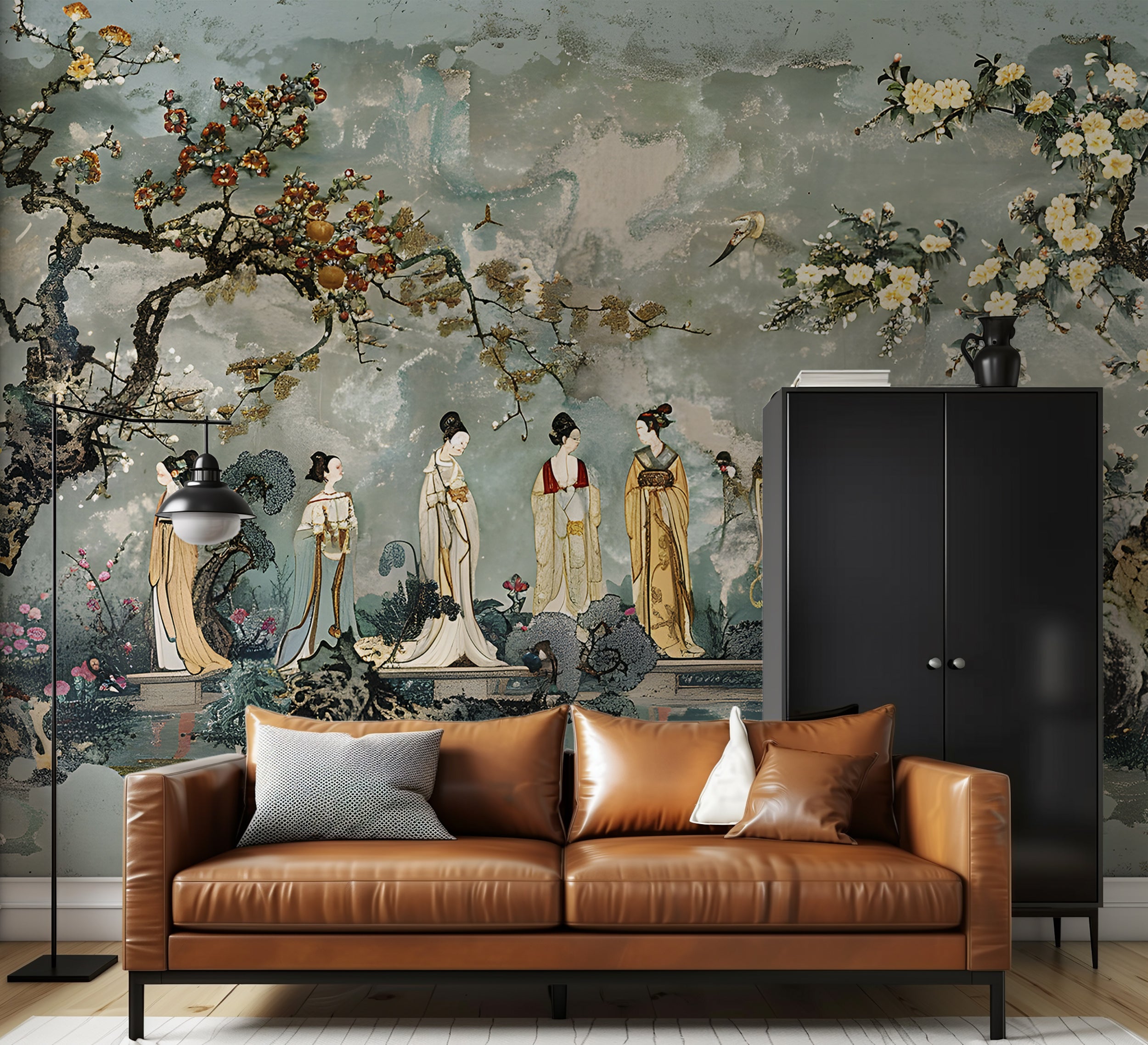 Elegant Japanese art mural