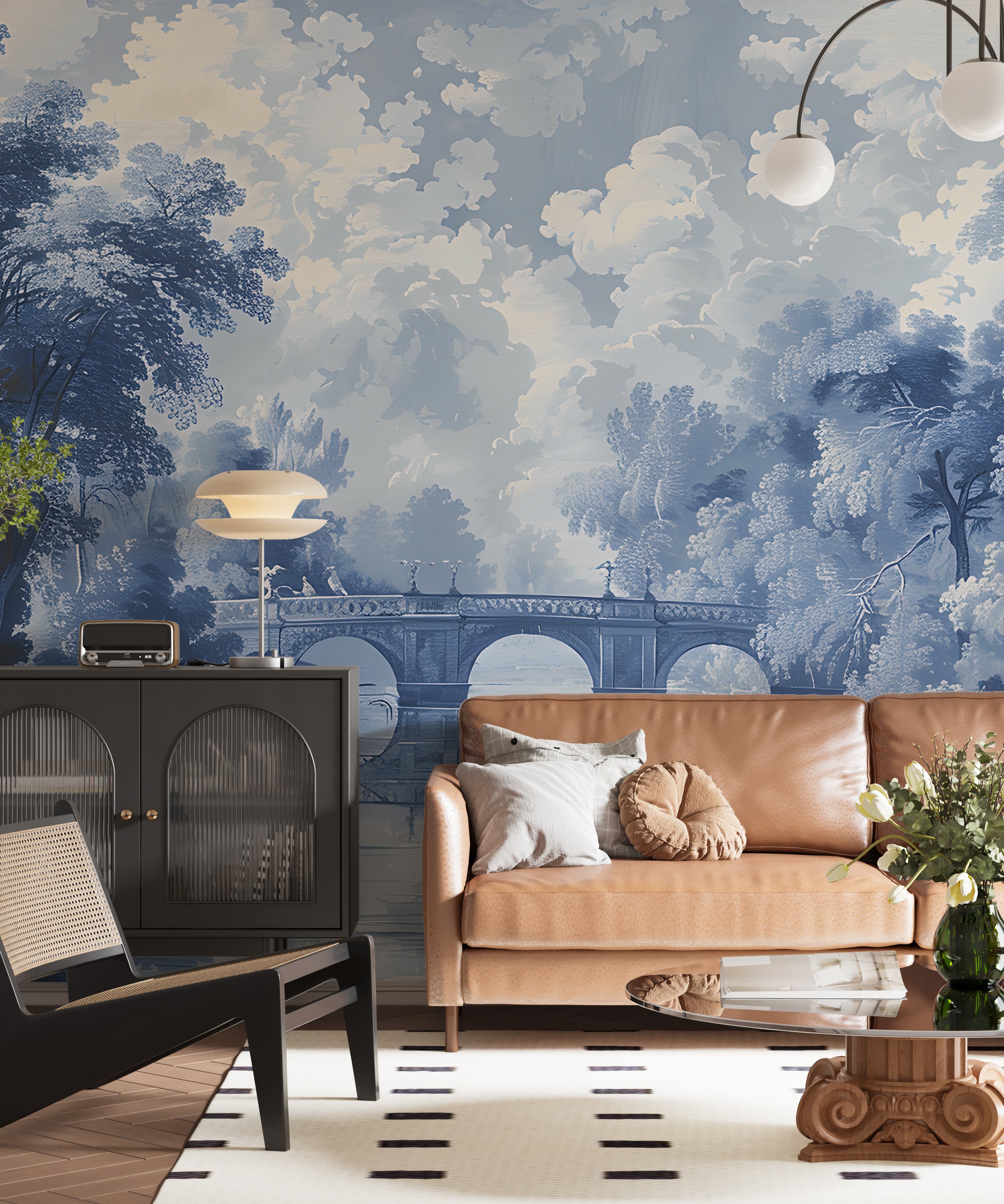 Removable French landscape wallpaper