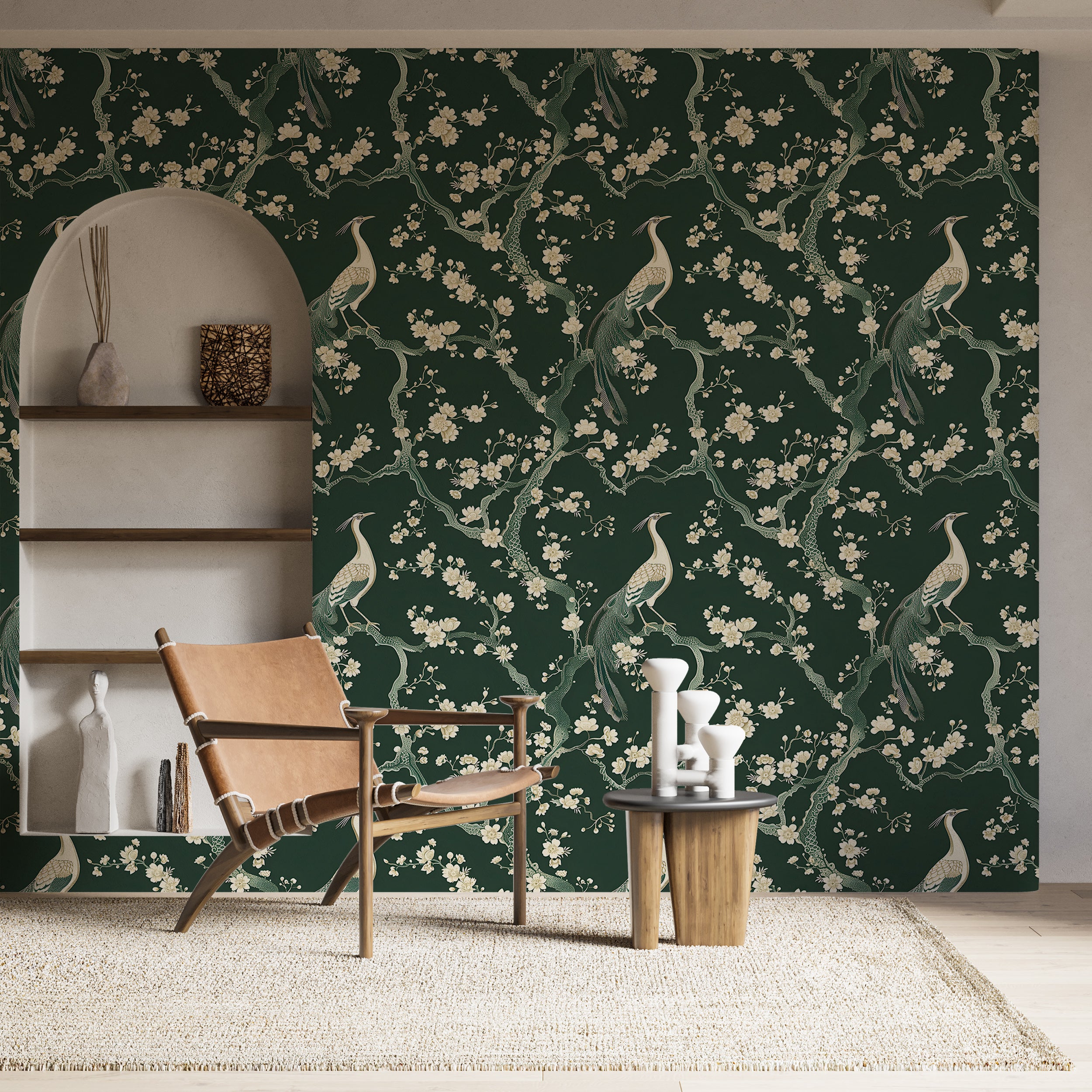 Timeless chinoiserie floral wallpaper