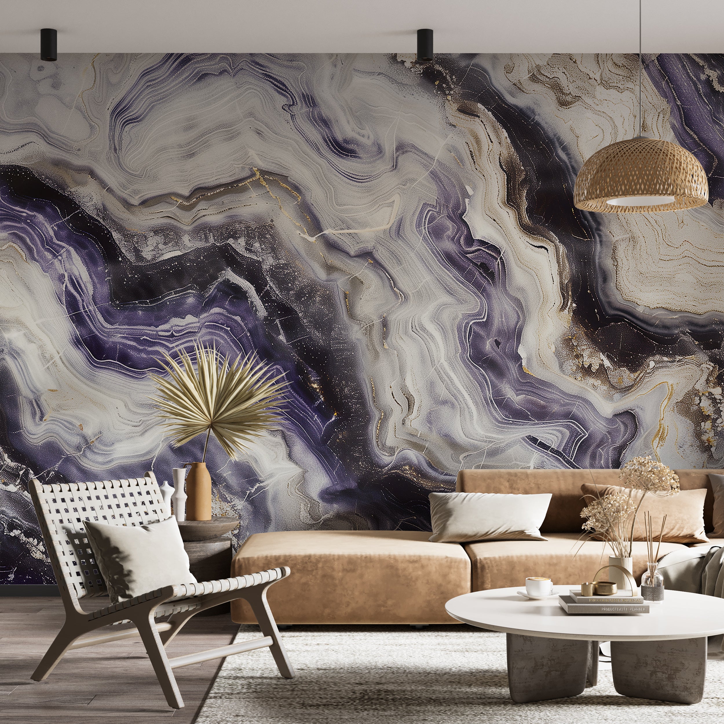 Self-adhesive marble wall art