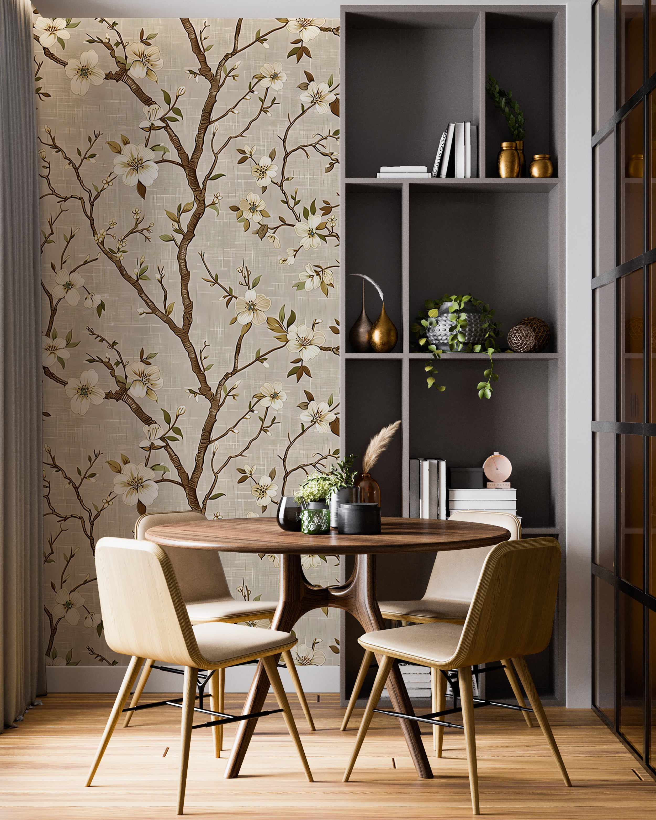 Soft beige floral wall decor