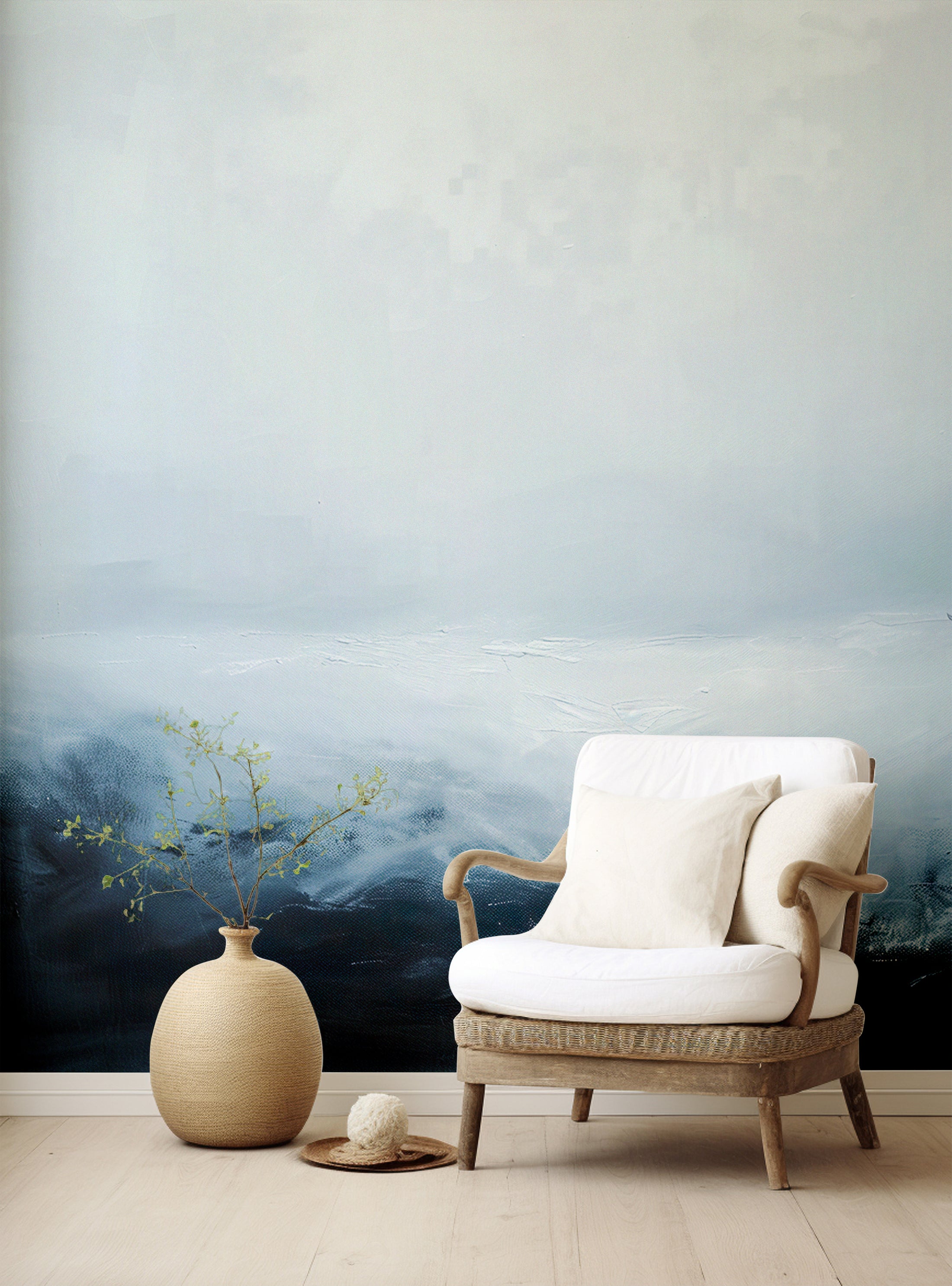Abstract Blue Ocean Wallpaper - Soft Blue Accent Wall Mural