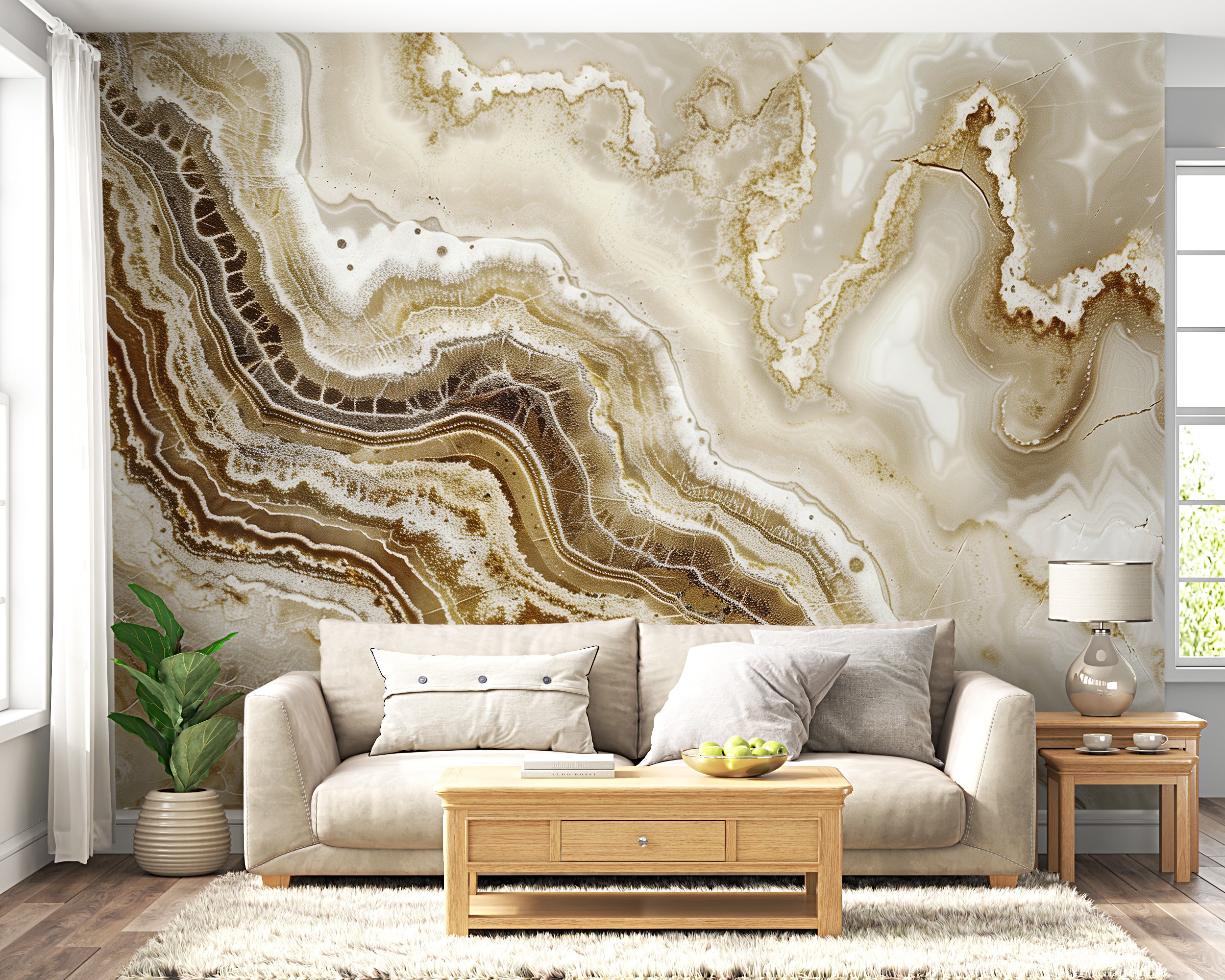 Brown and beige marble accent wall decor