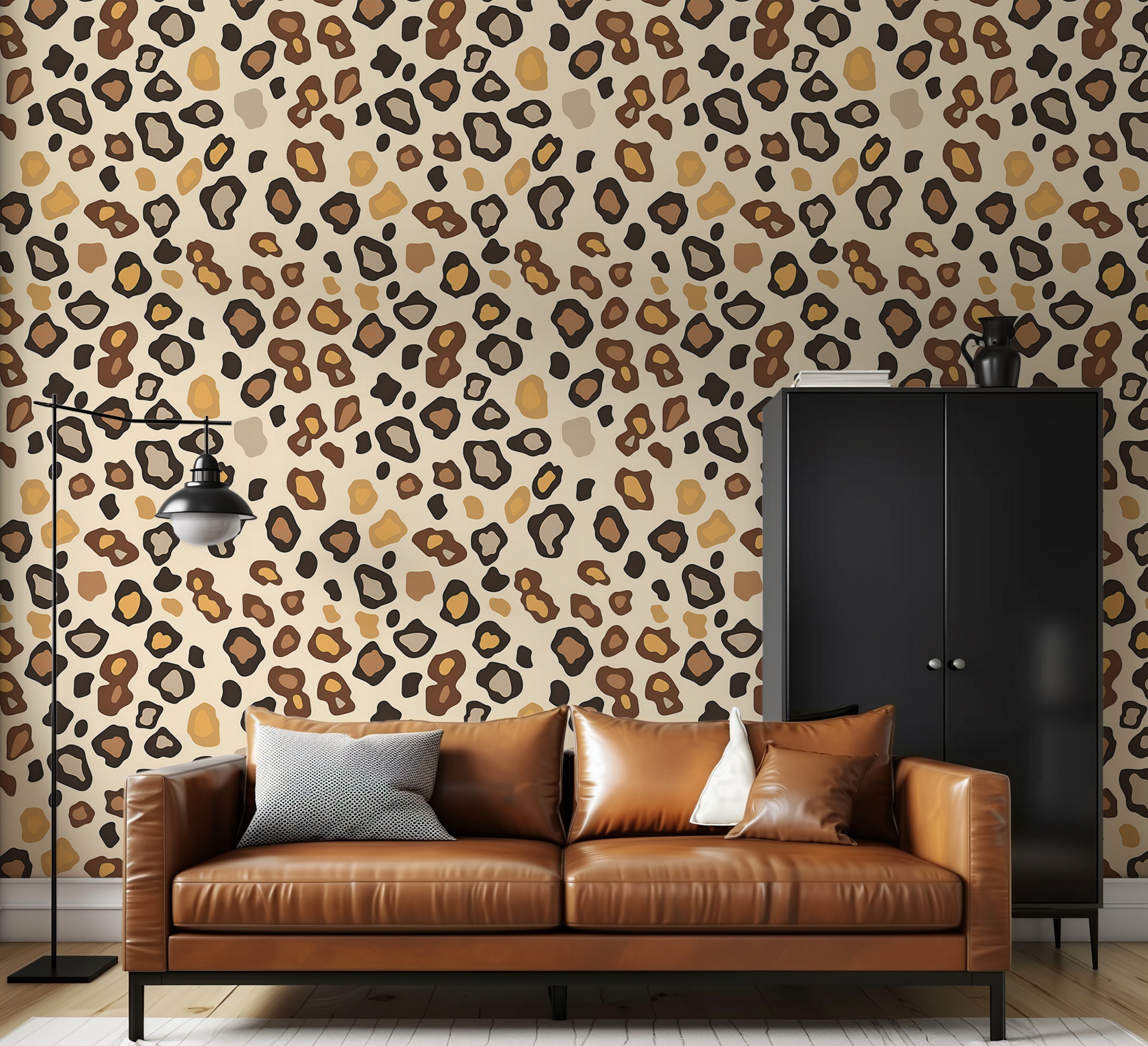 Warm safari print peel and stick wallpaper