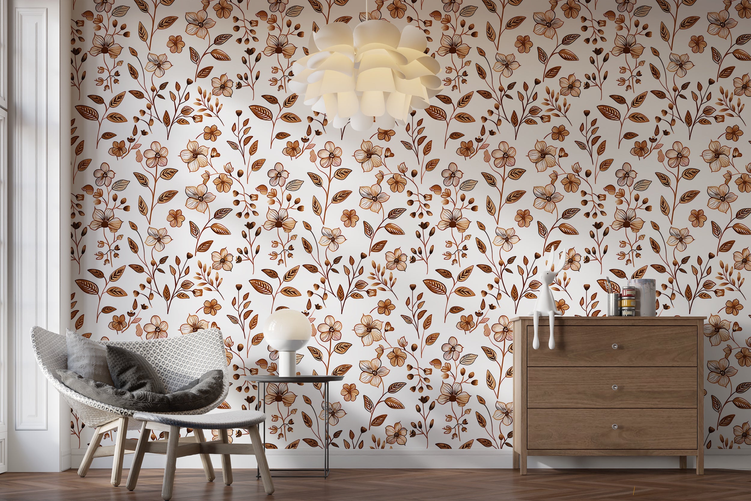 Easy apply botanical wallpaper