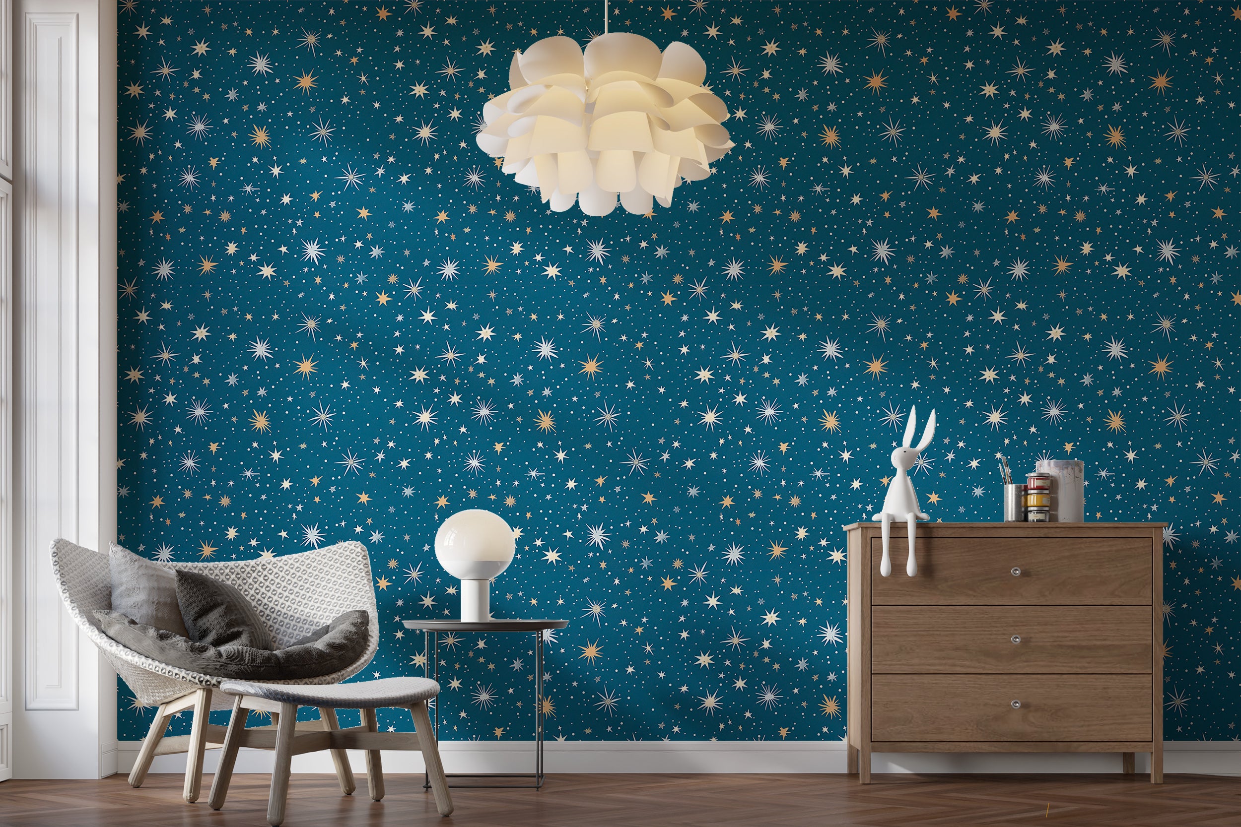 Dark blue starry night decor