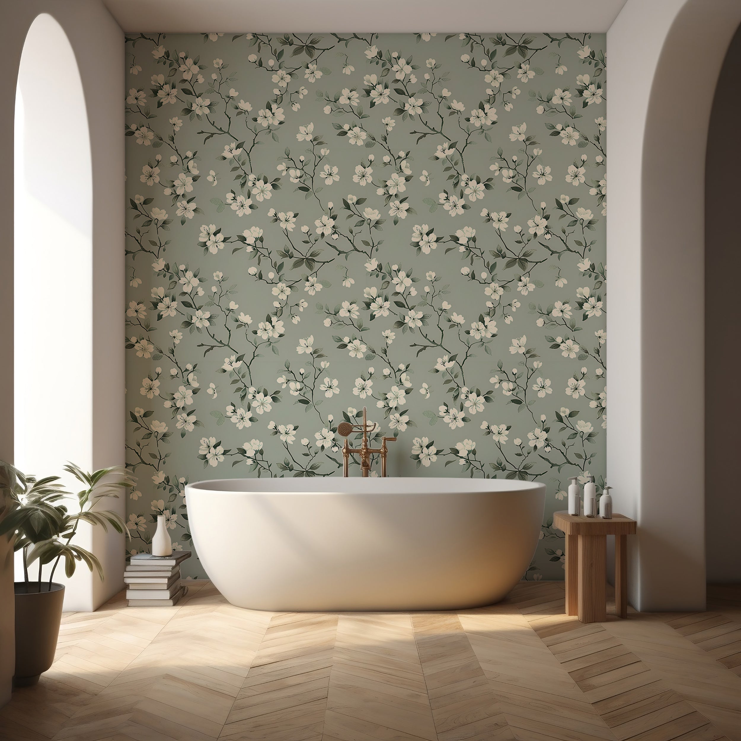 Nature-inspired peel and stick wallpaper