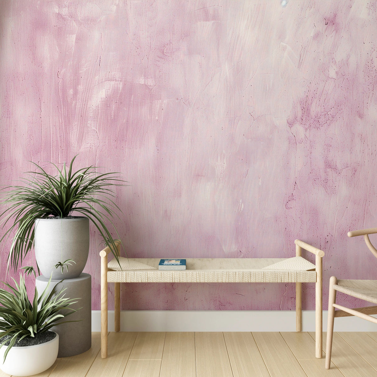 Pink Venetian Plaster Wall Mural - Modern Soft Pink Concrete Texture