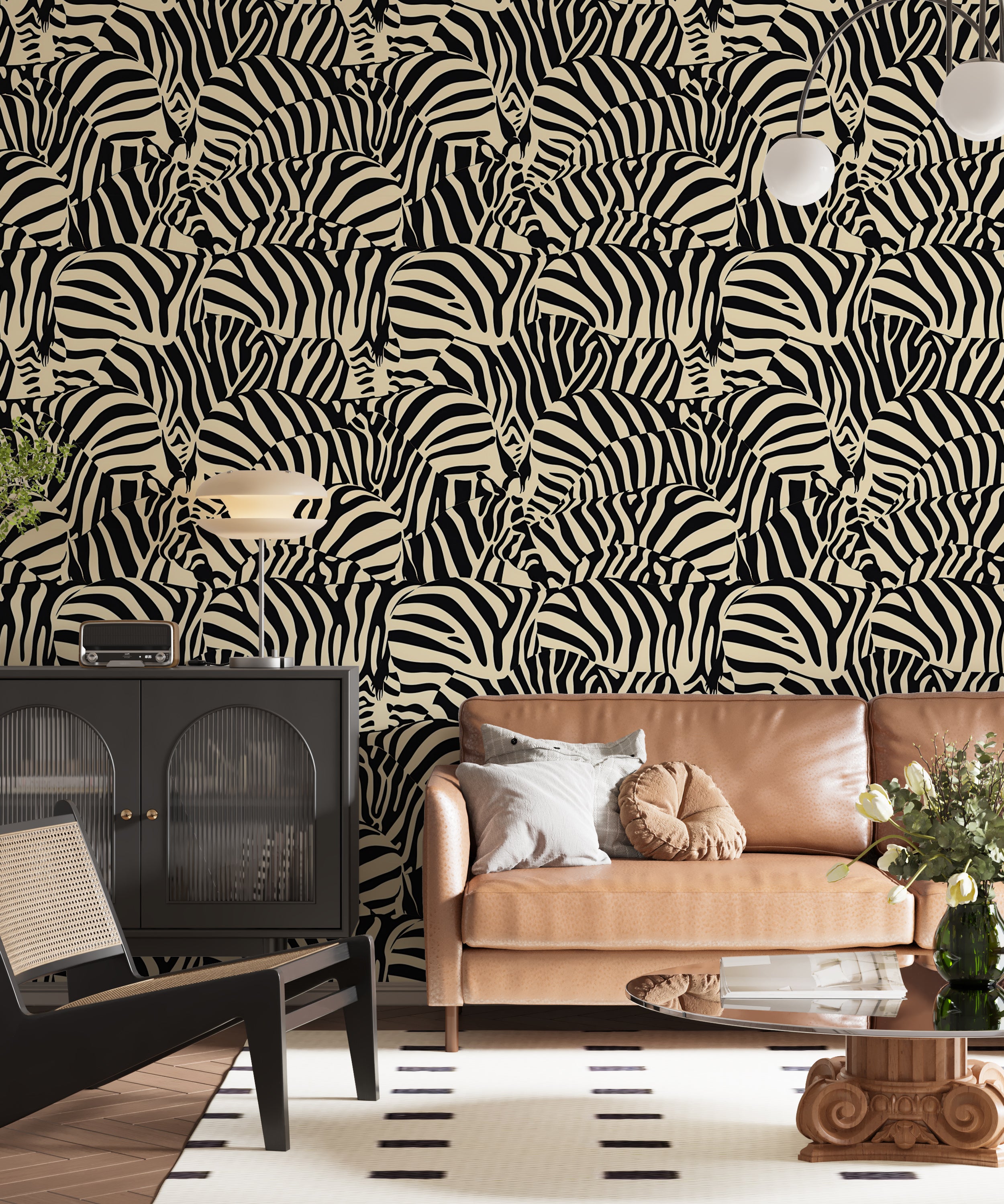 Chic zebra pattern removable wallpaper