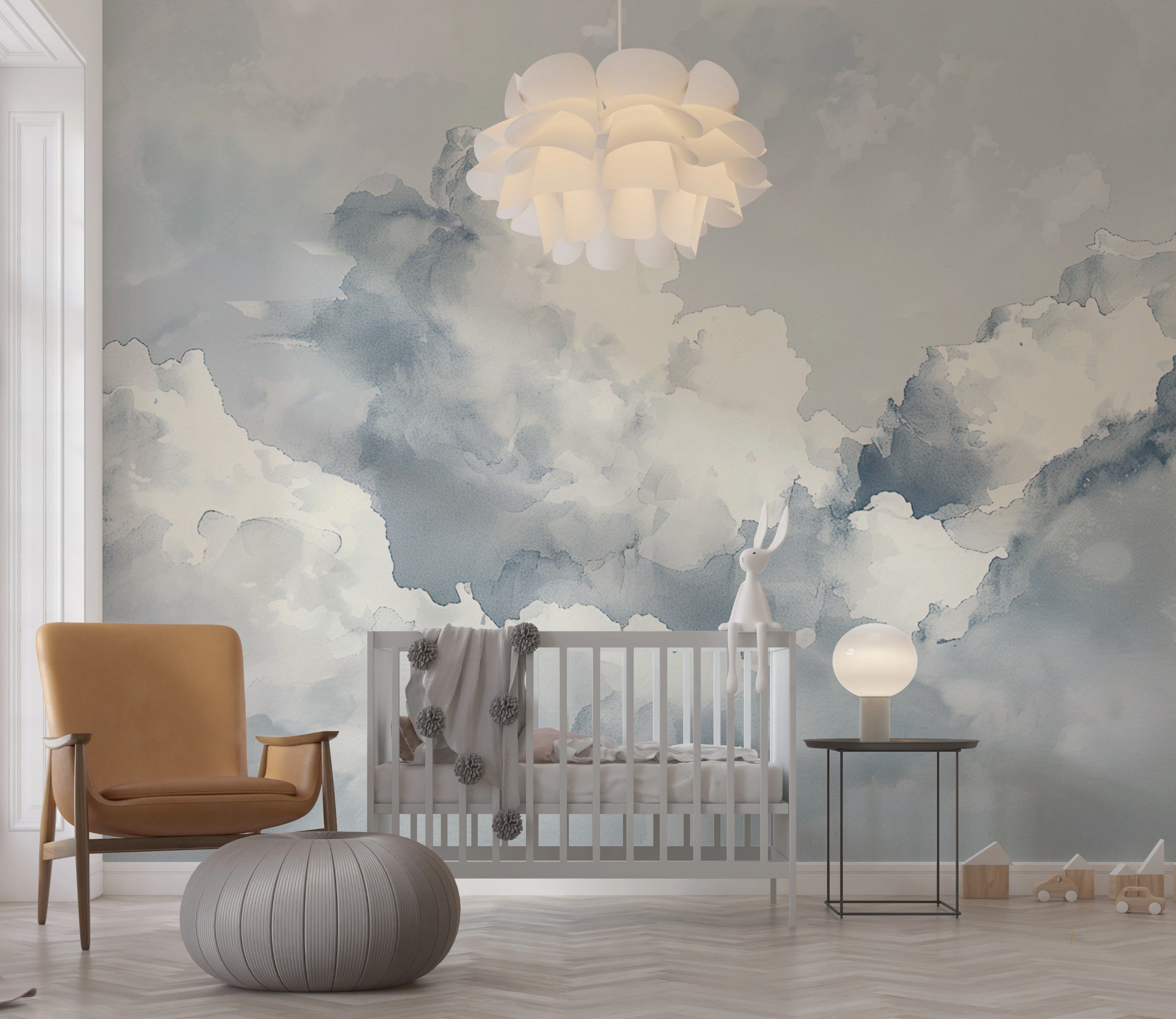 Subtle cloud pattern wallpaper for living spaces