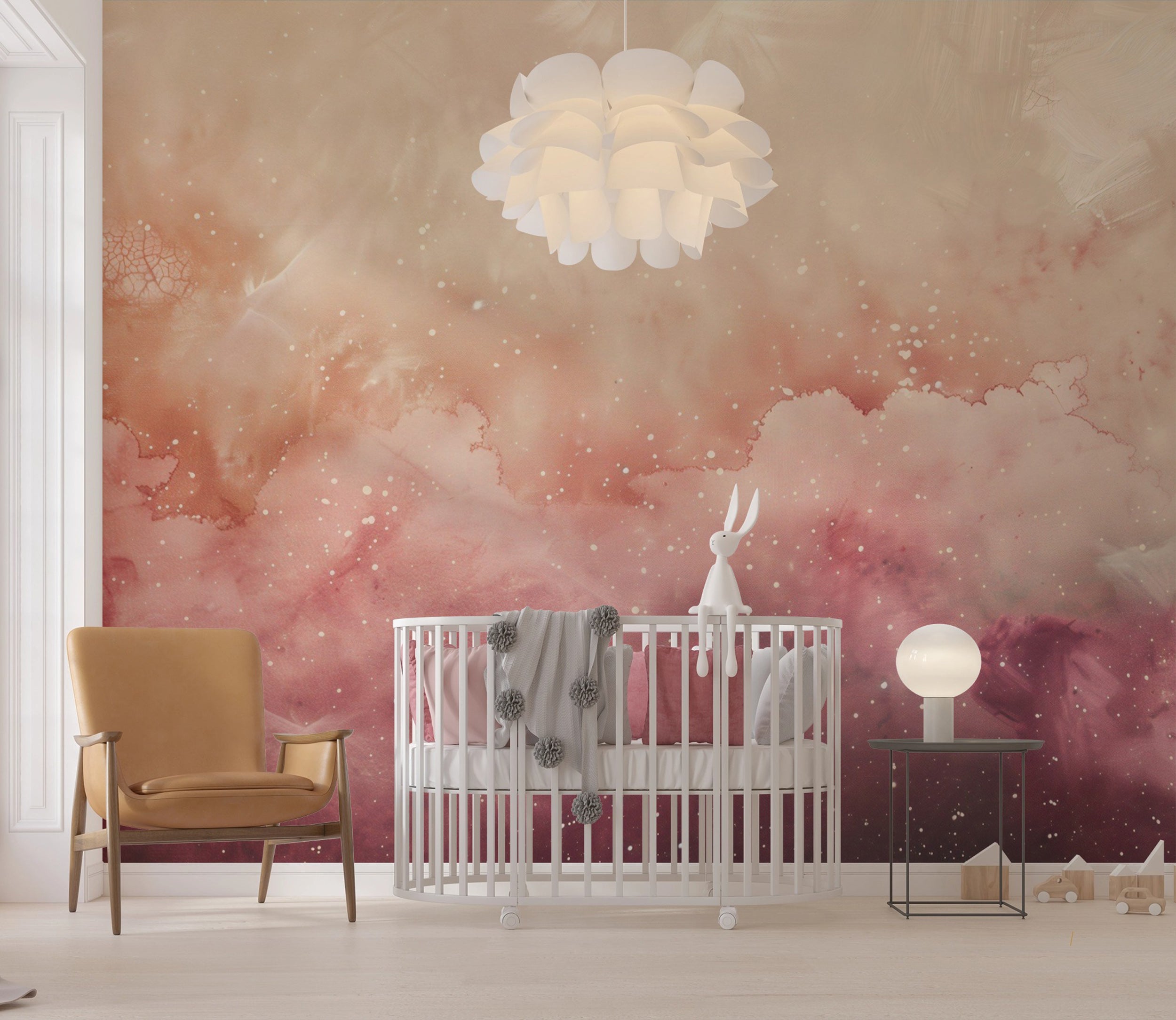 Easy-to-apply removable space-themed wallpaper Dreamy starry clouds mural for baby room