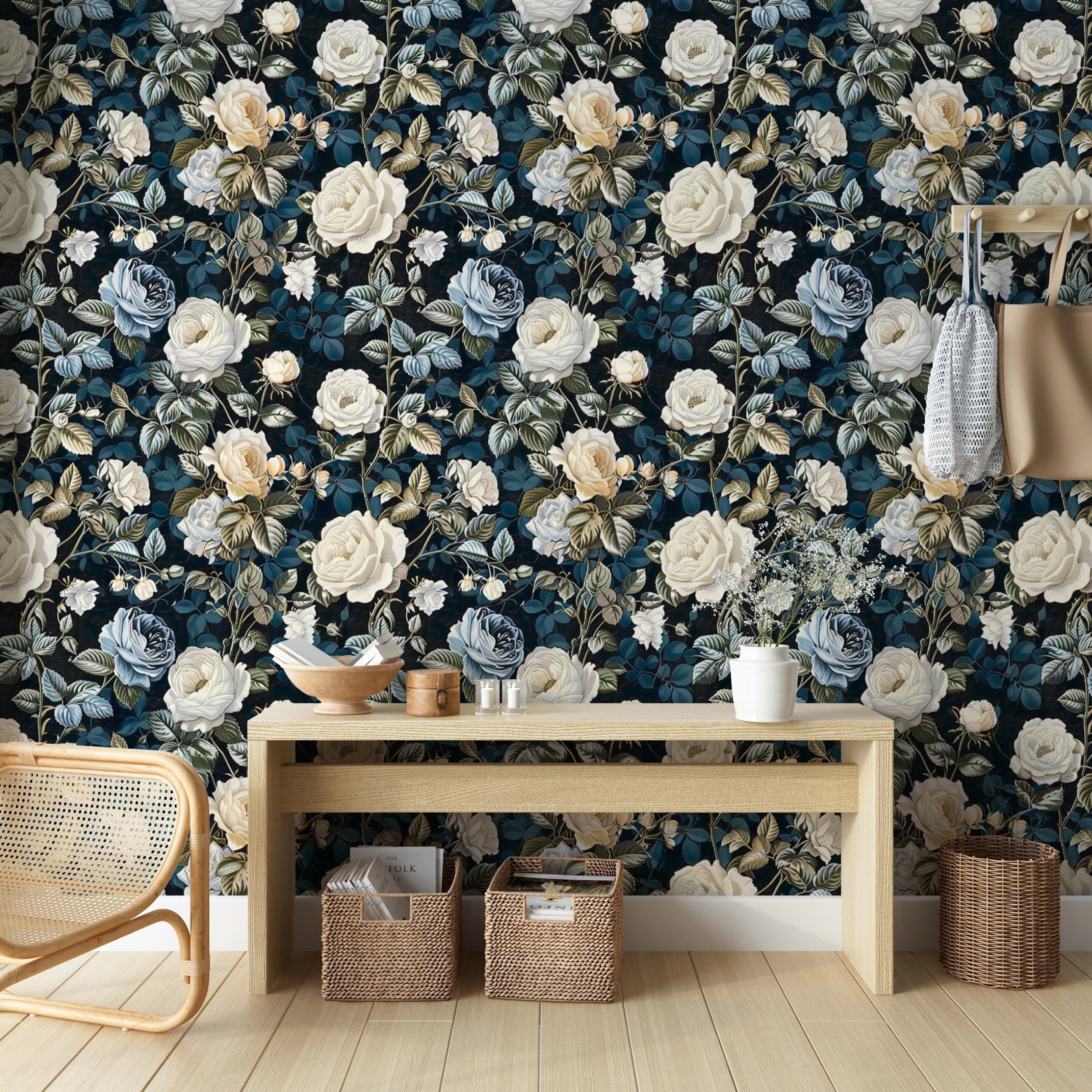 Timeless dark blue wallpaper for home decoration