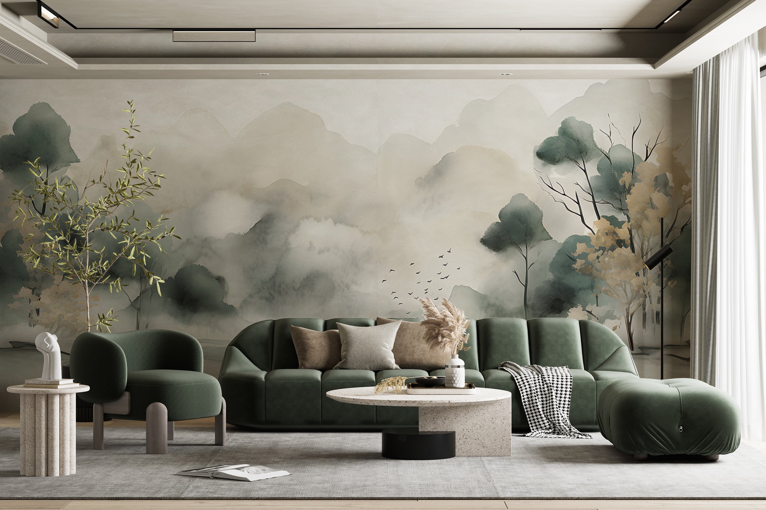 Watercolor Contemporary Peel and Stick Mural