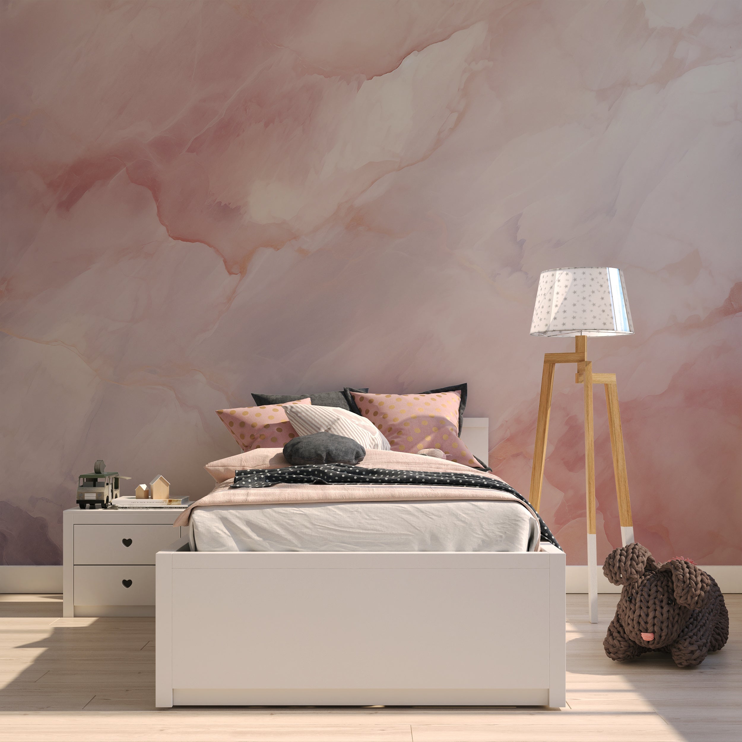 Removable Stone Wall Decal with Subtle Pink Tones