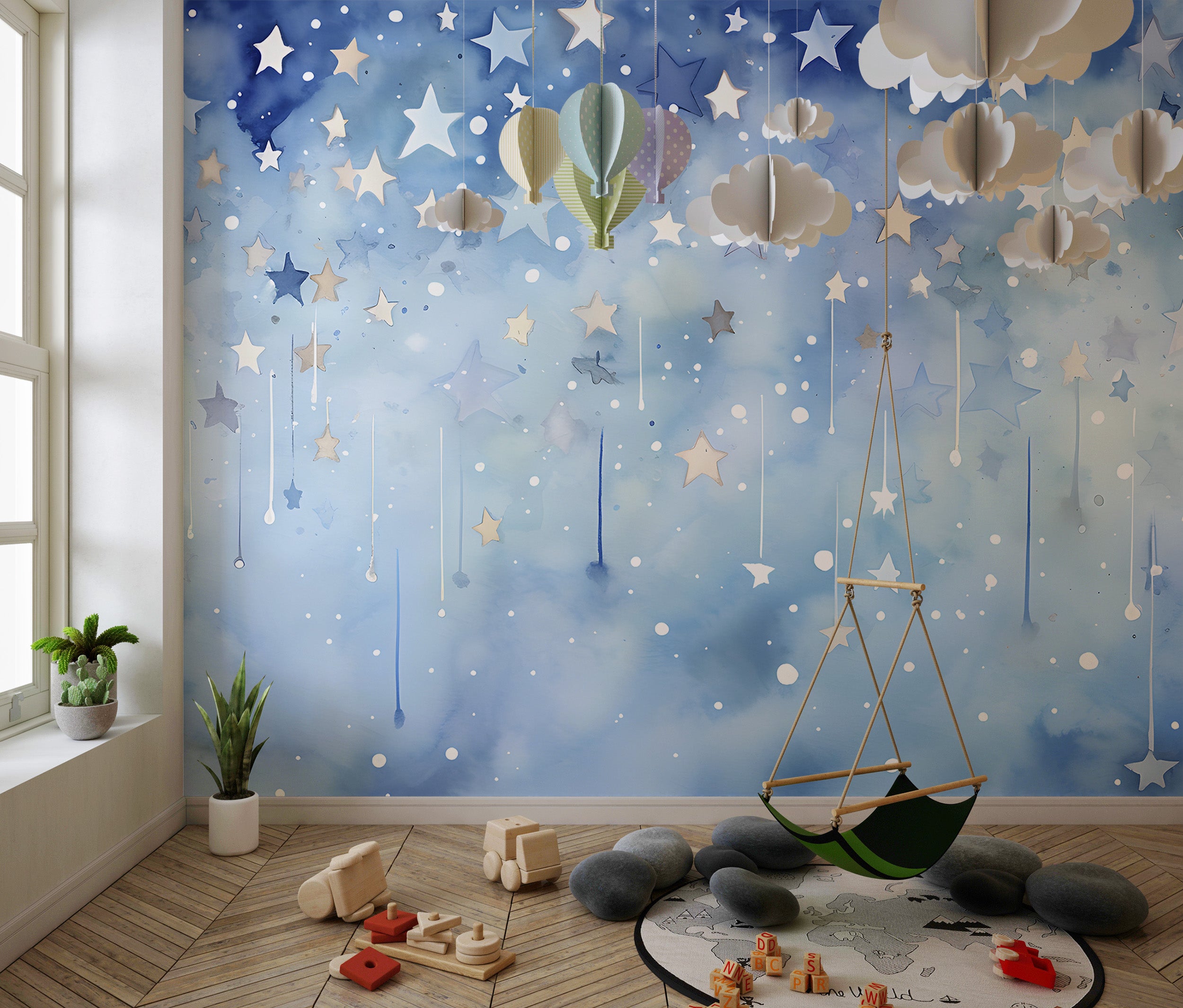 Starry Sky Wallpaper for Children's Room