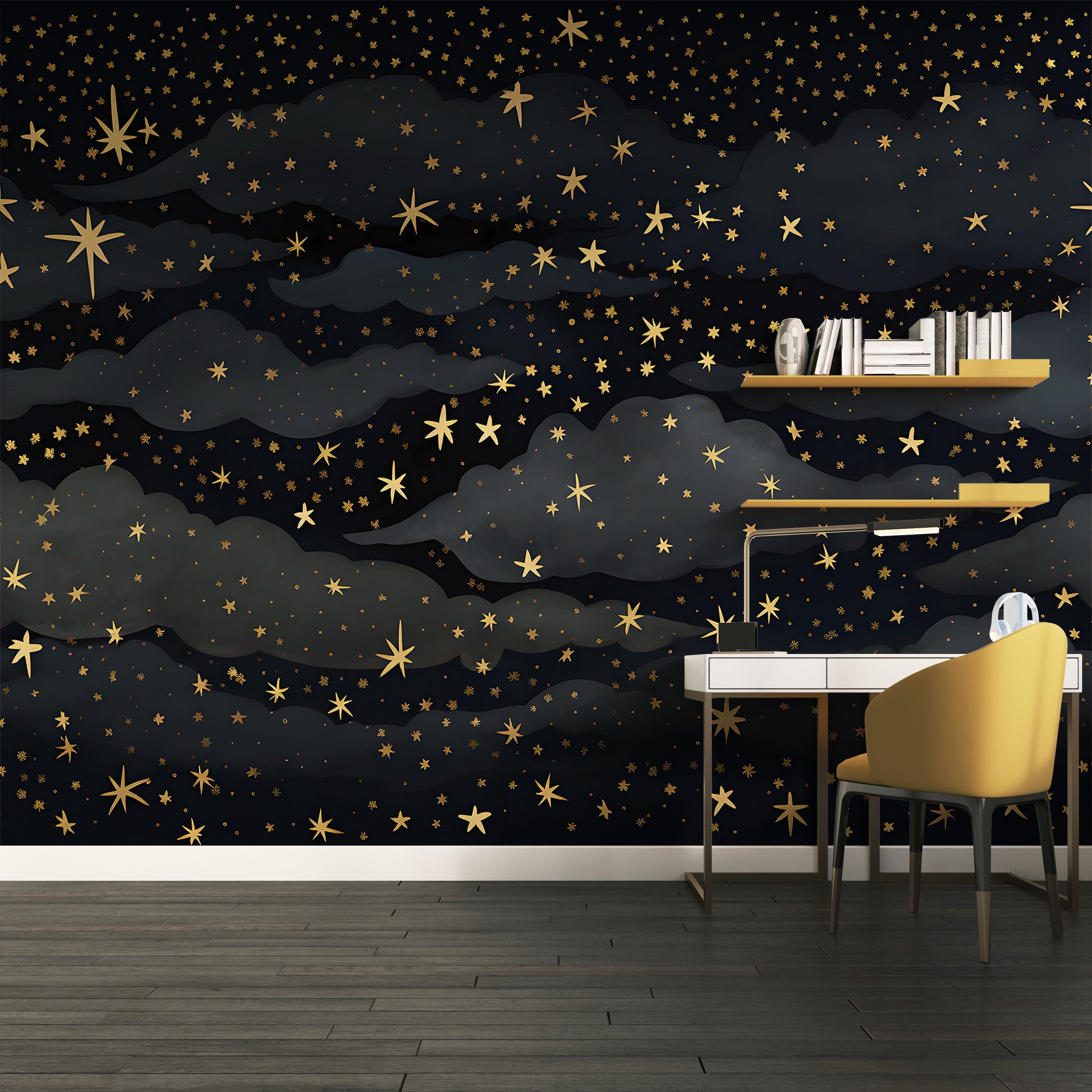 Peel and Stick Golden Stars Wallpaper