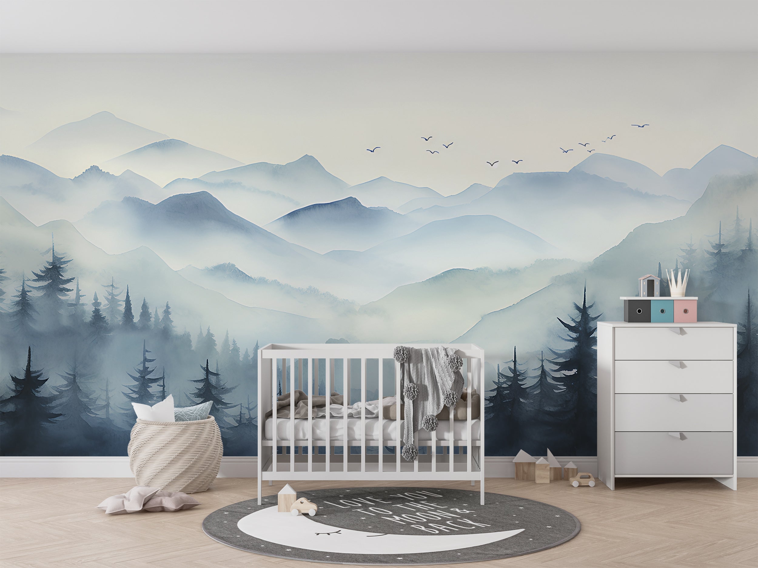 Ombre Nature Mural for Tranquil Ambiance