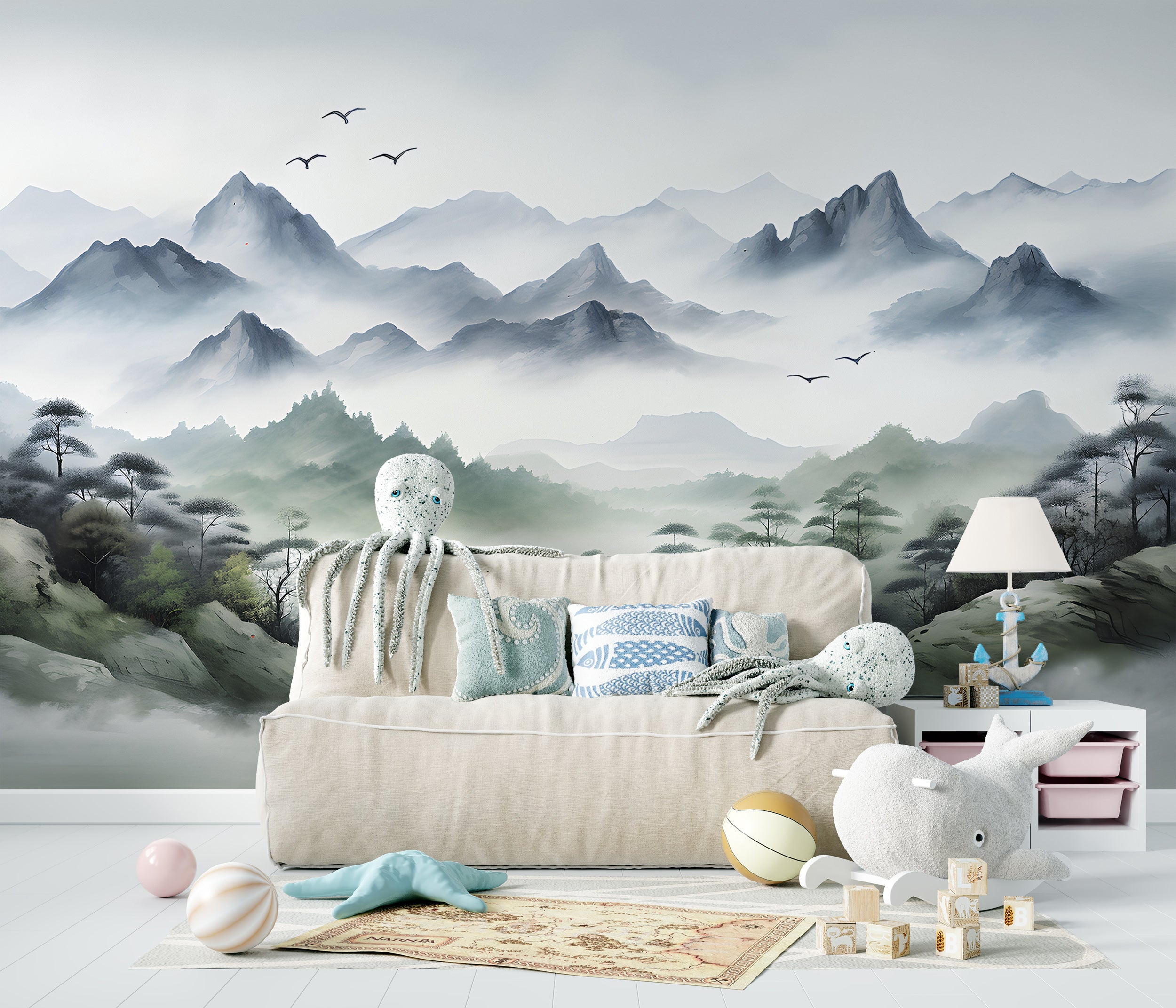 Foggy Mountain Peel and Stick Wall Mural