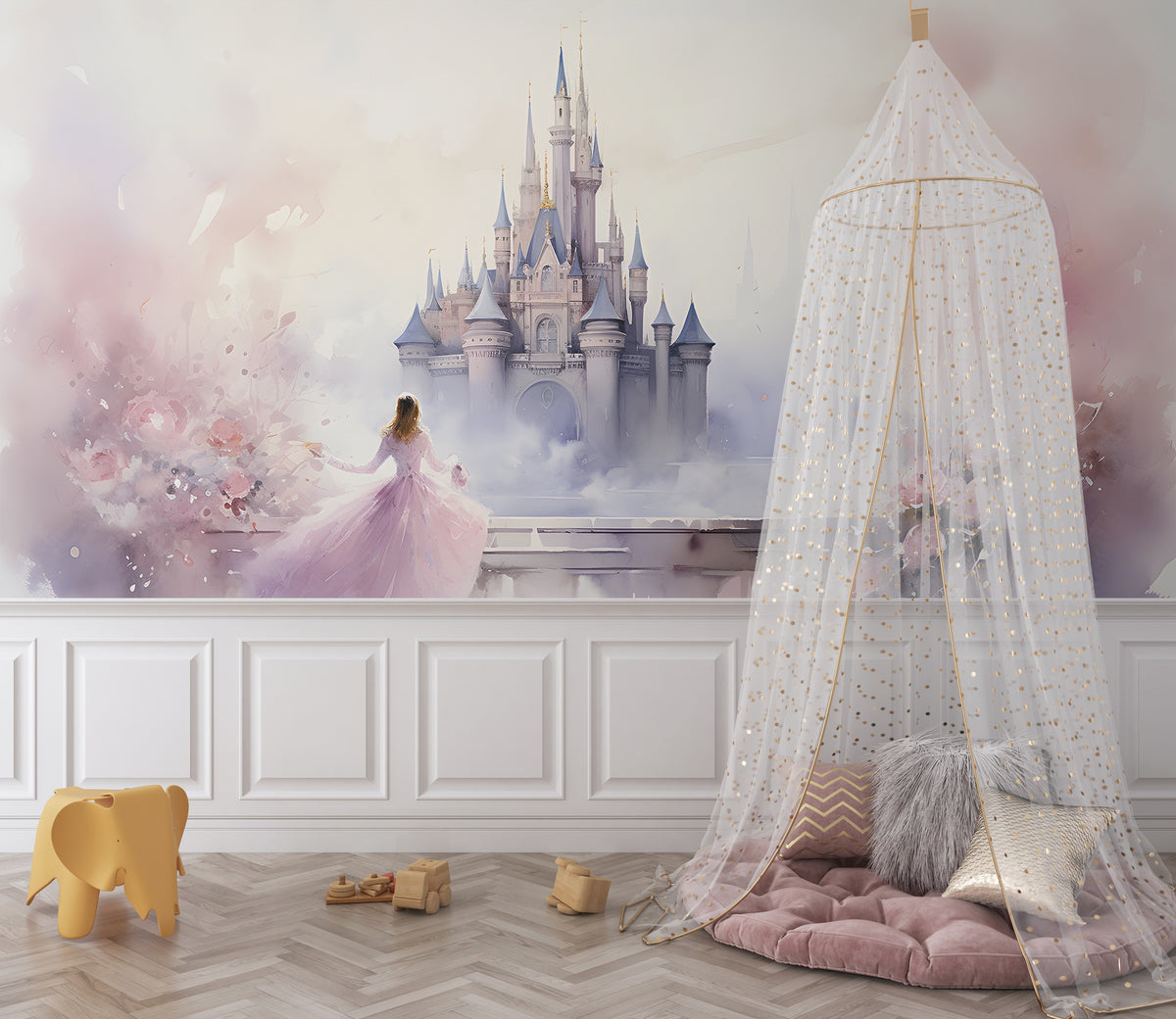 Princess Castle Wall Mural - Nursery Fairytale Wallpaper