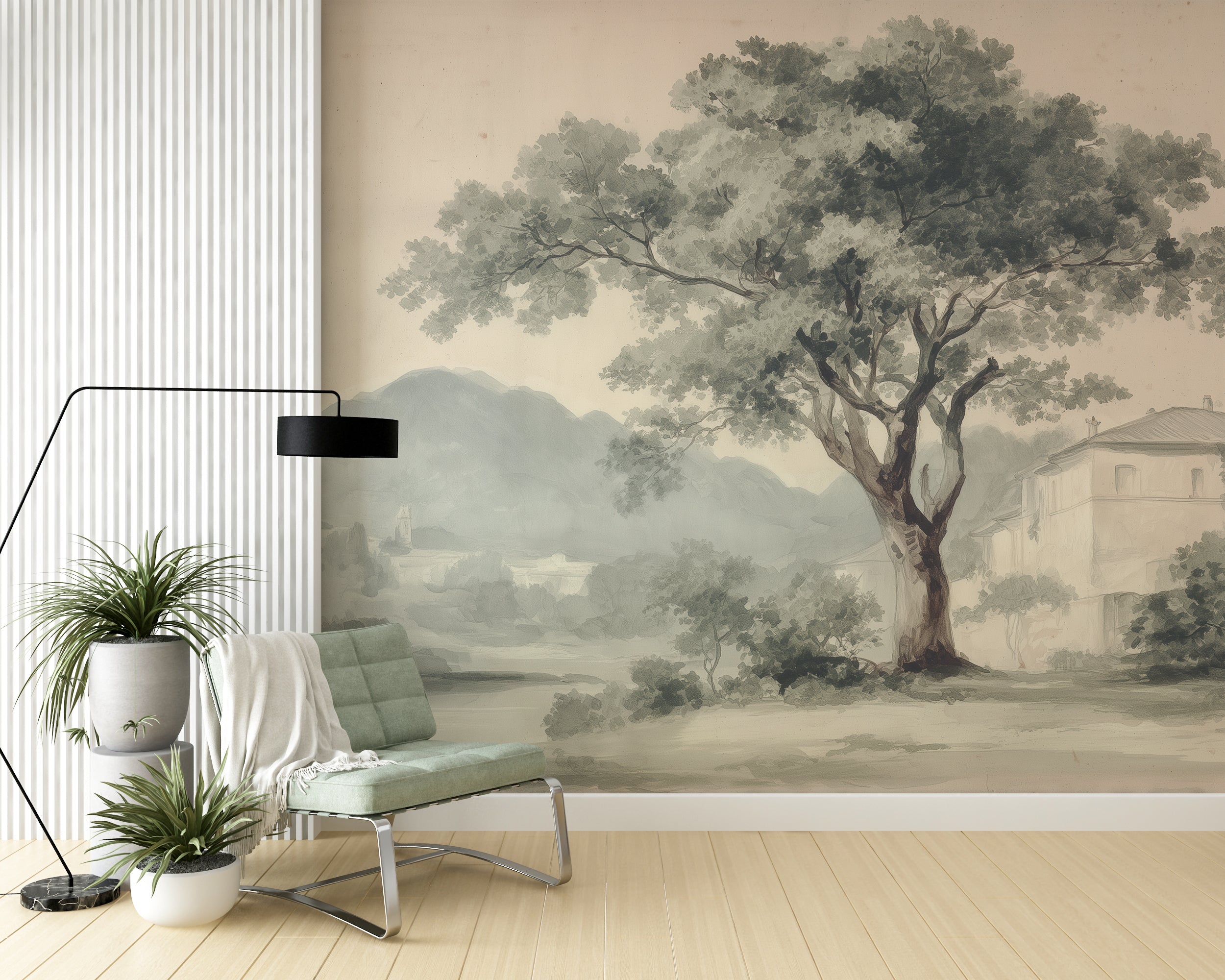 Tranquil nature wall covering with tree

Elegant misty landscape mural for living room
