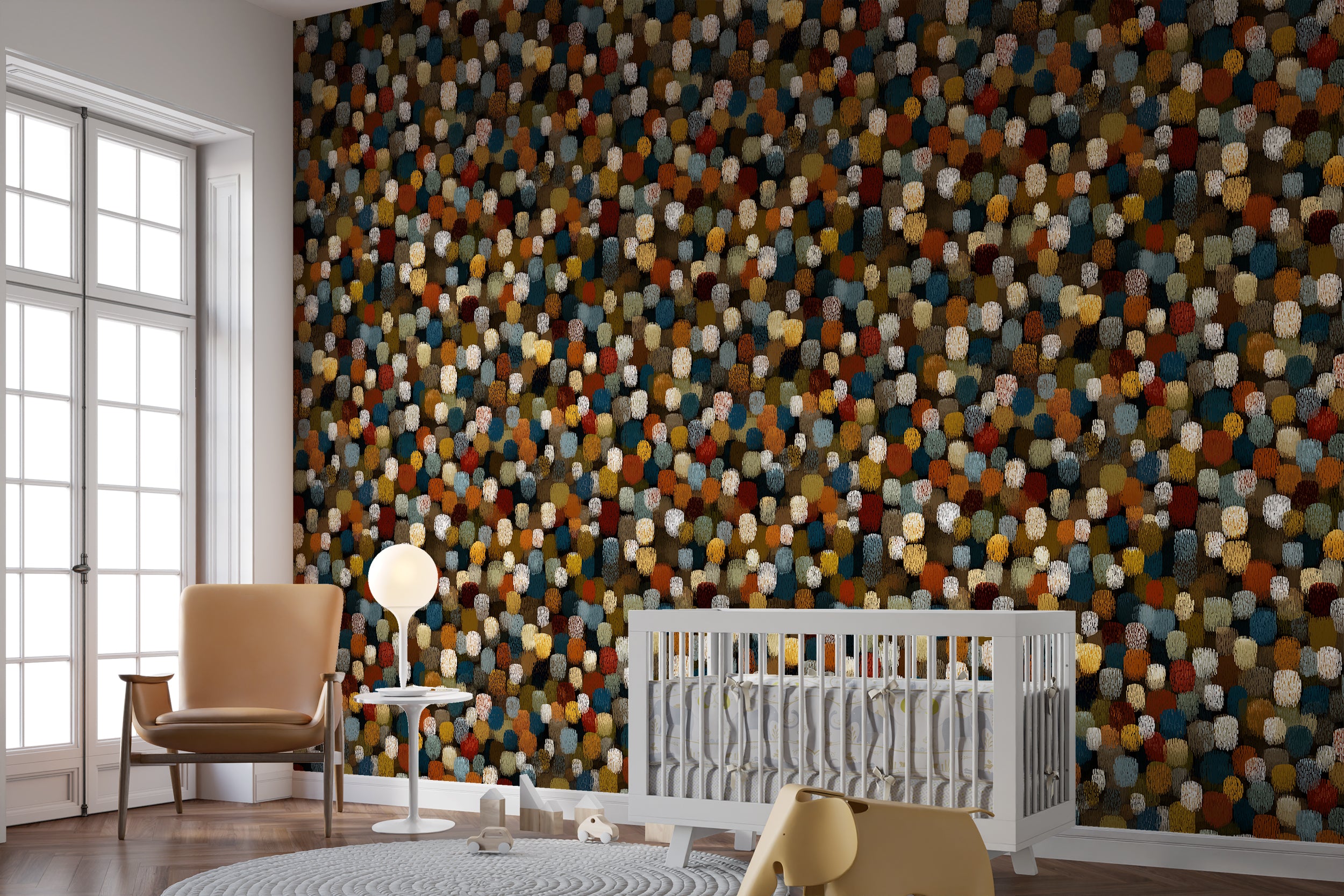 Decorative dotted wallpaper with texture

Unique hand painted dot wall pattern