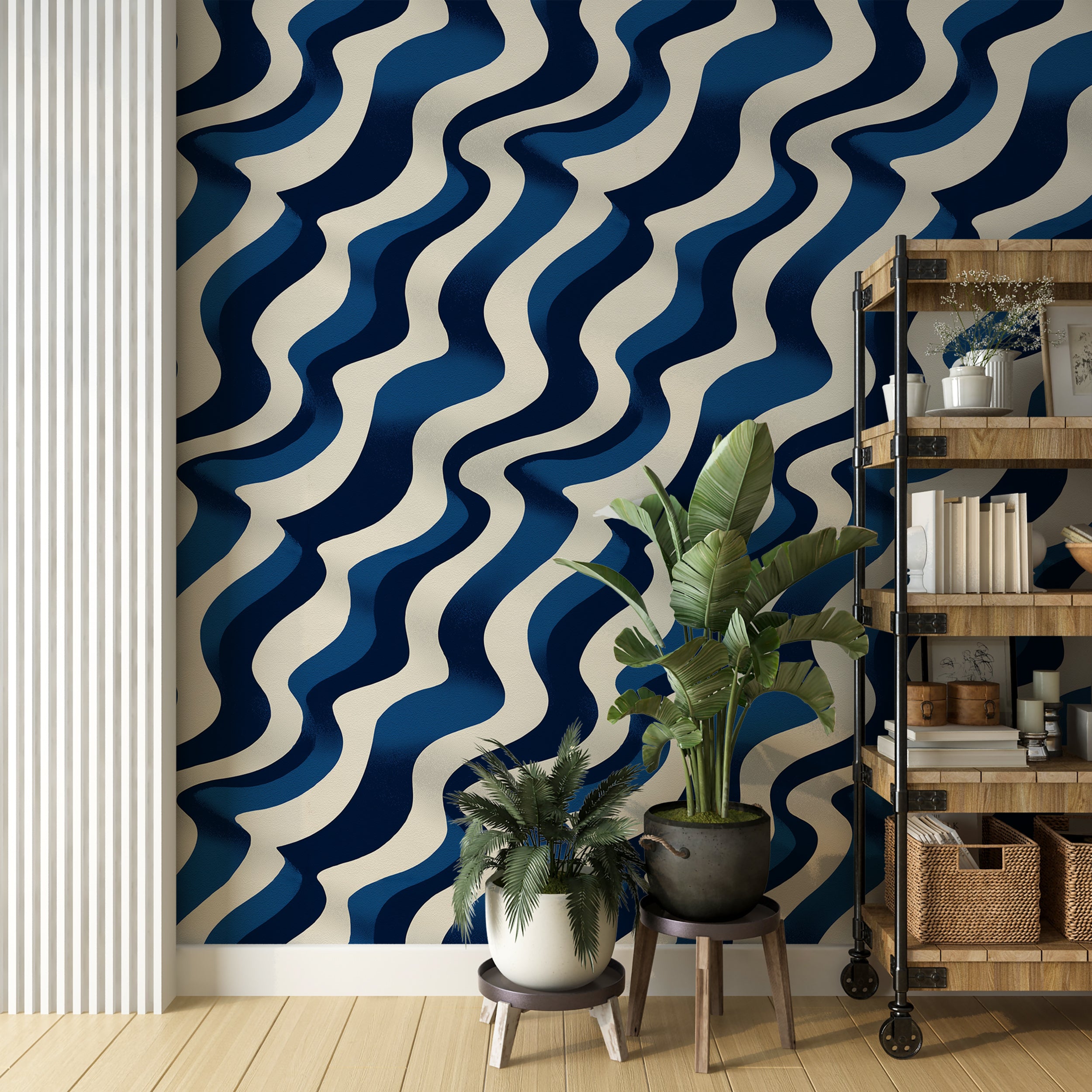 Textured stripe wallpaper with retro look

Contemporary wavy stripe wallpaper print