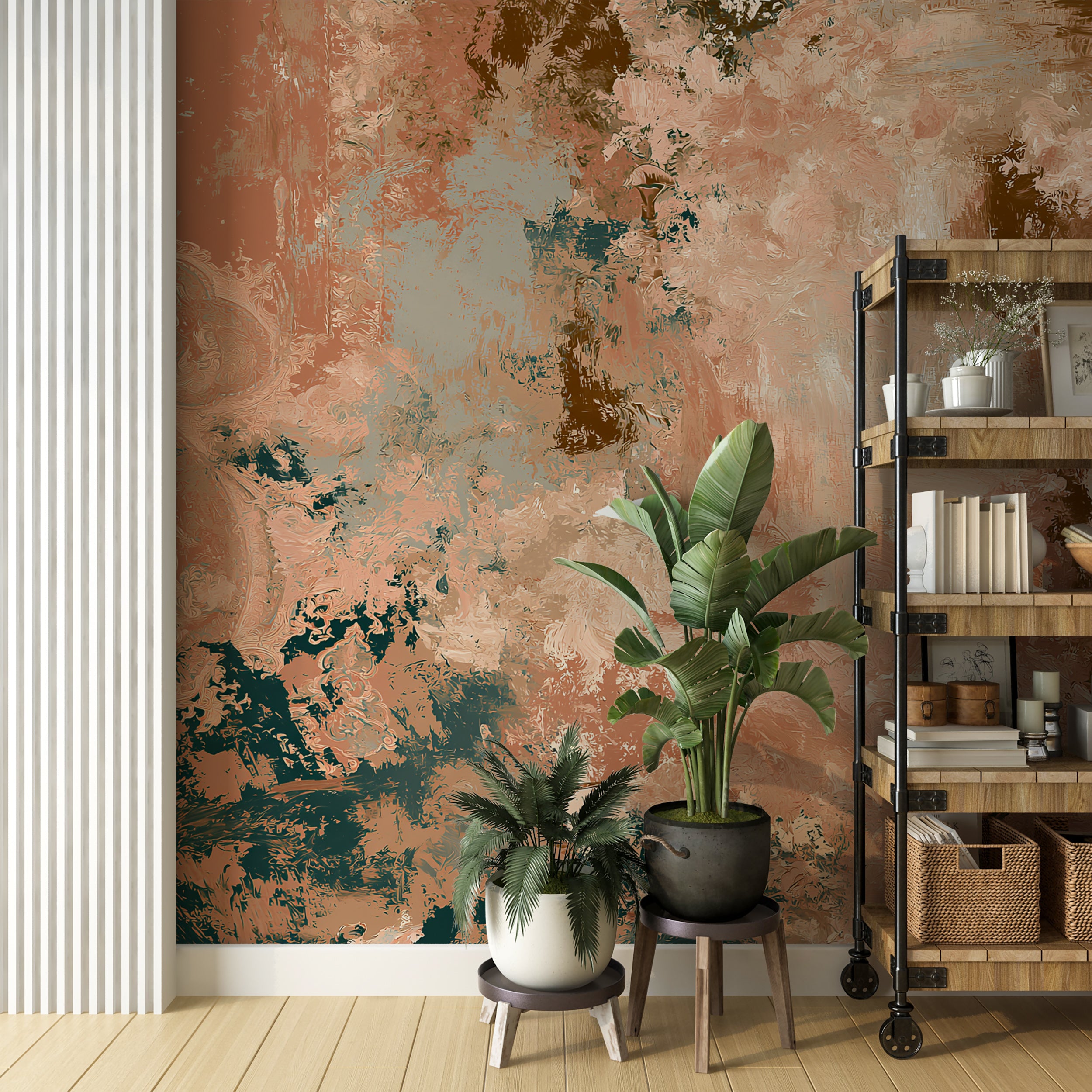 Abstract Wall Mural Blush Pink Textured Wallpaper Modern Painterly Wallpaper Neutral Beige Artistic Maximalist Abstract