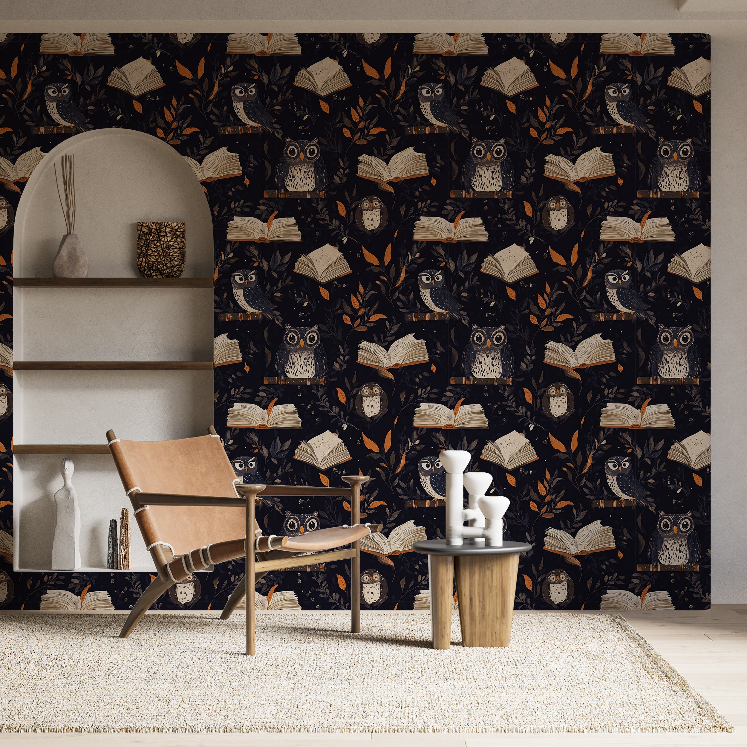 Black dark academic wallpaper with enchanted school design
Peel and stick wallpaper with magic symbols for academic decor