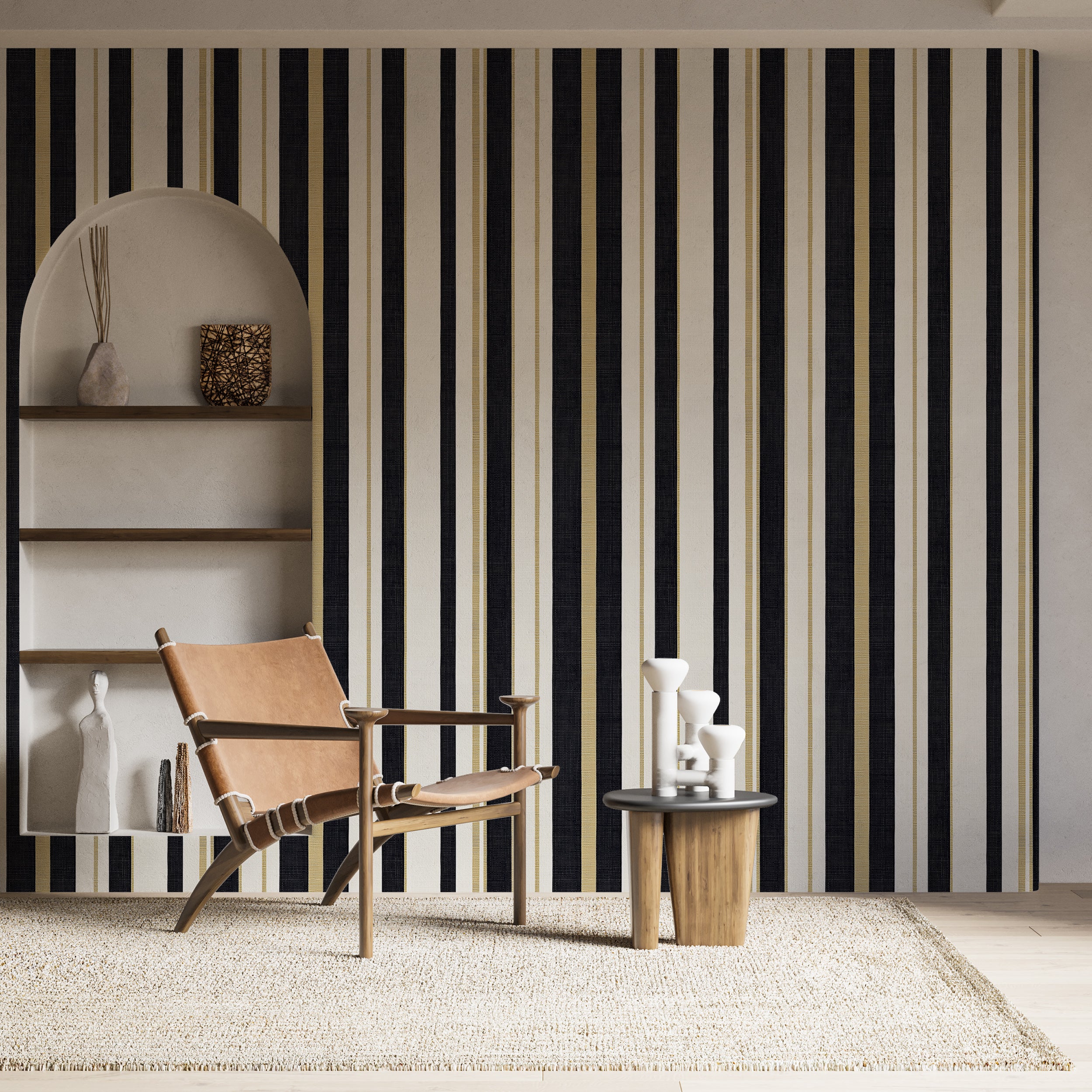 Removable striped wallpaper for stylish, timeless spaces
Elegant small stripes wallpaper for a refined living room look