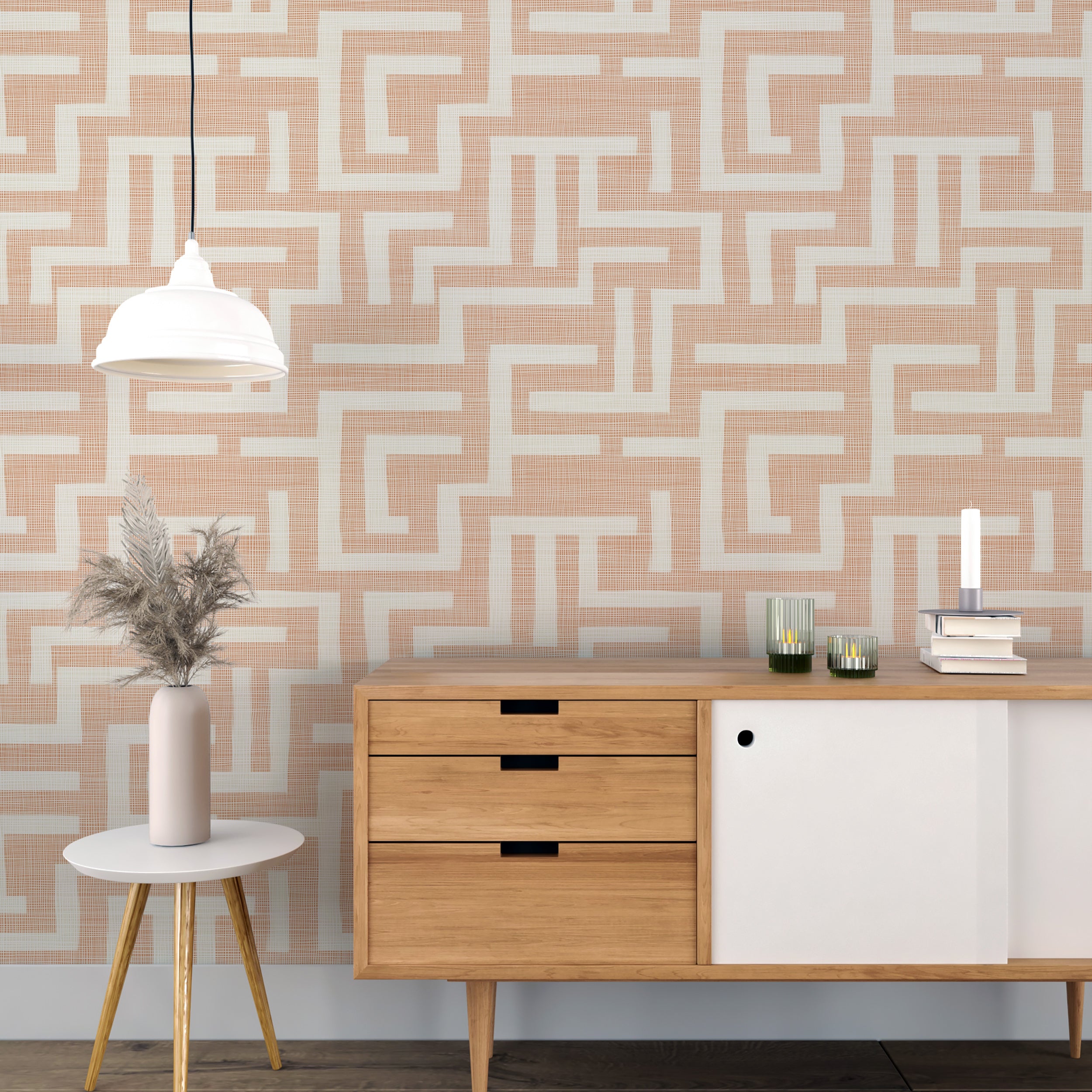 Easy-to-remove wallpaper for relaxed, minimalist decor
Modern geometry wallpaper with a subtle peach design