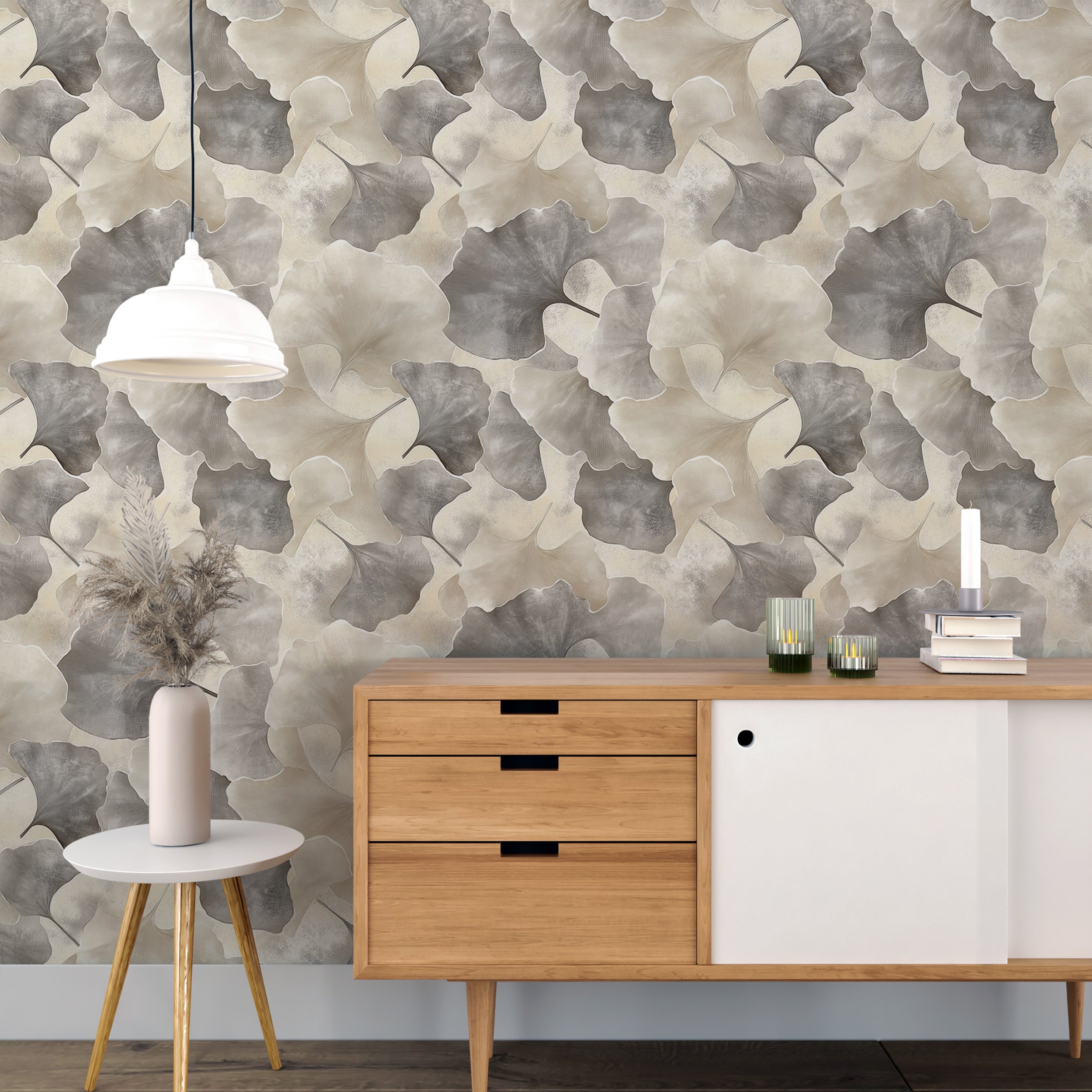 Removable wallpaper ideal for office or study environments
Abstract botanical wallpaper for a fresh and modern look