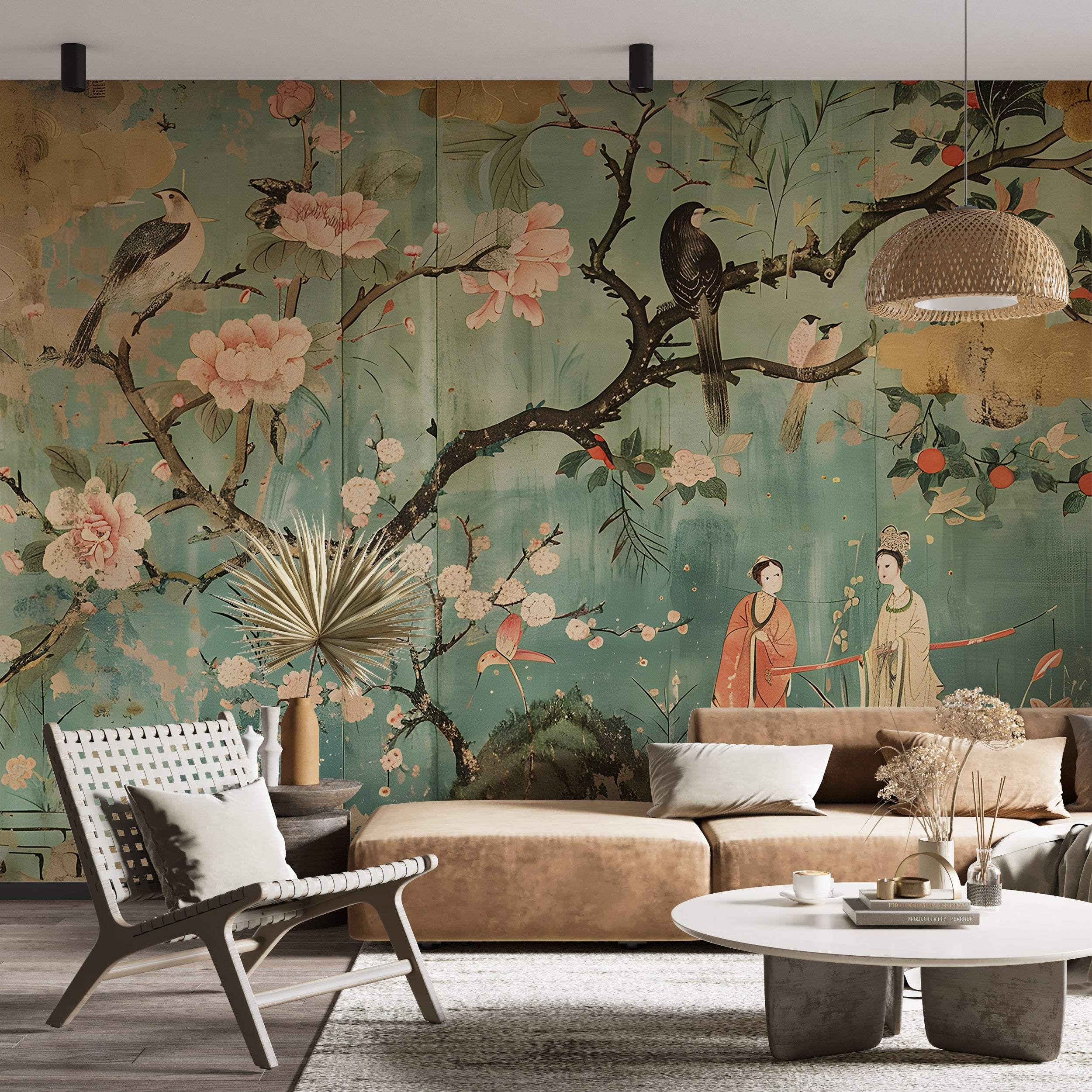 Traditional Japanese Floral Wallpaper Rustic Japanese Wall Decal