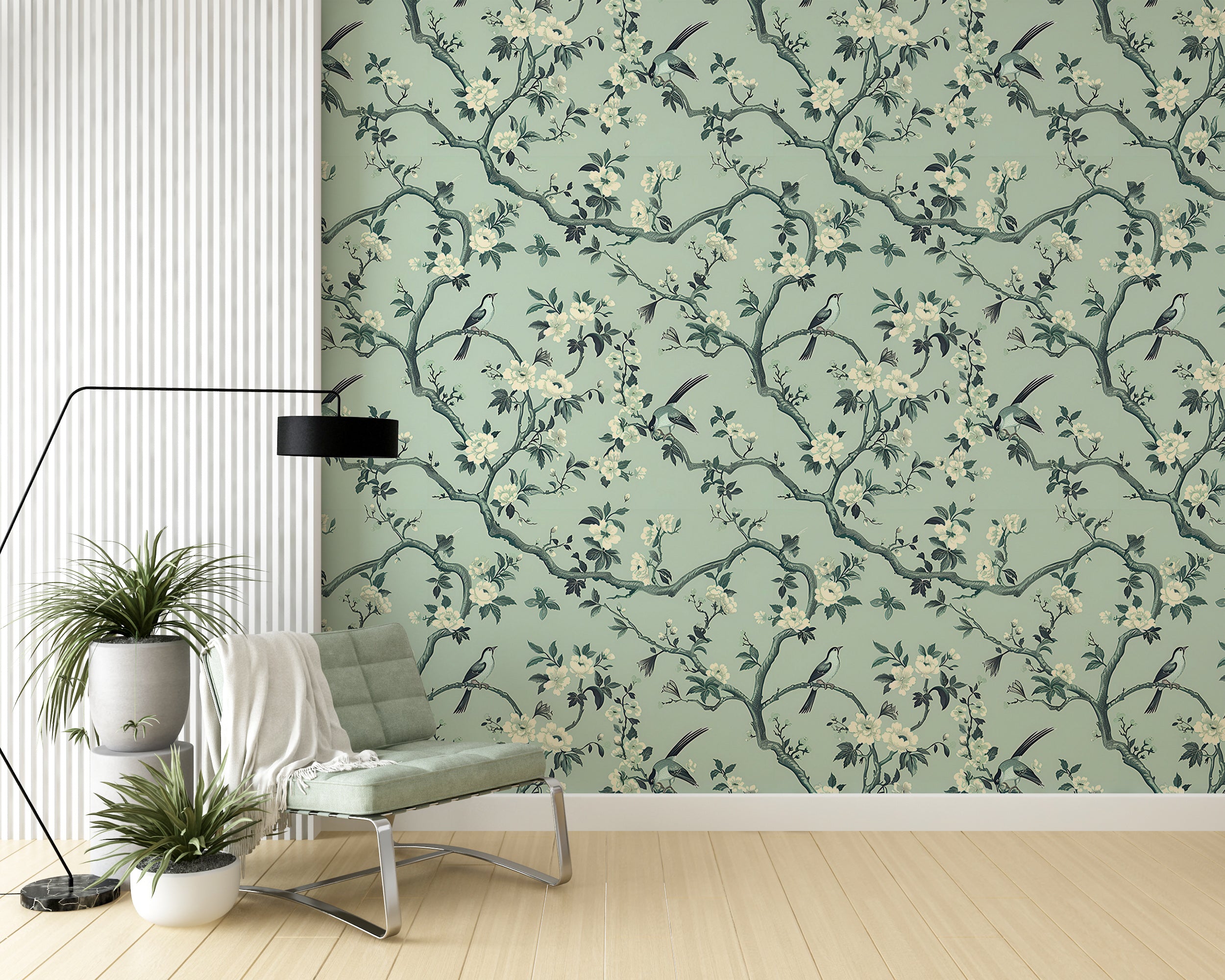 Classic Japanese floral wallpaper