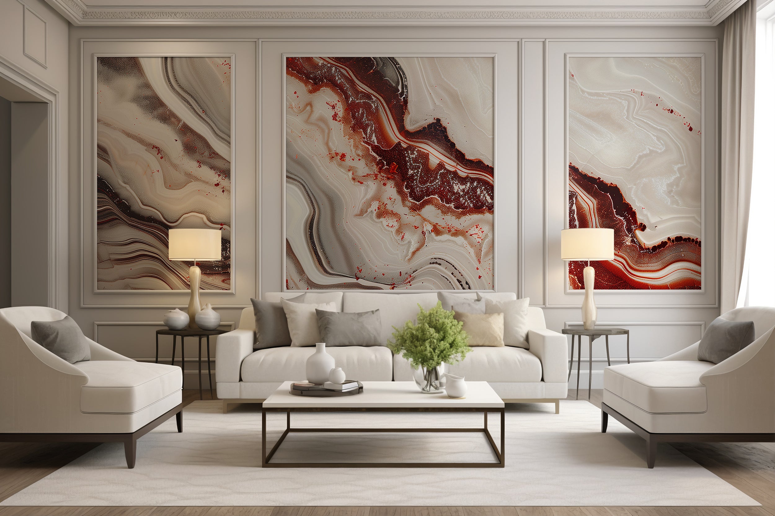 Grey and red marble wall mural Abstract accent wall stone texture