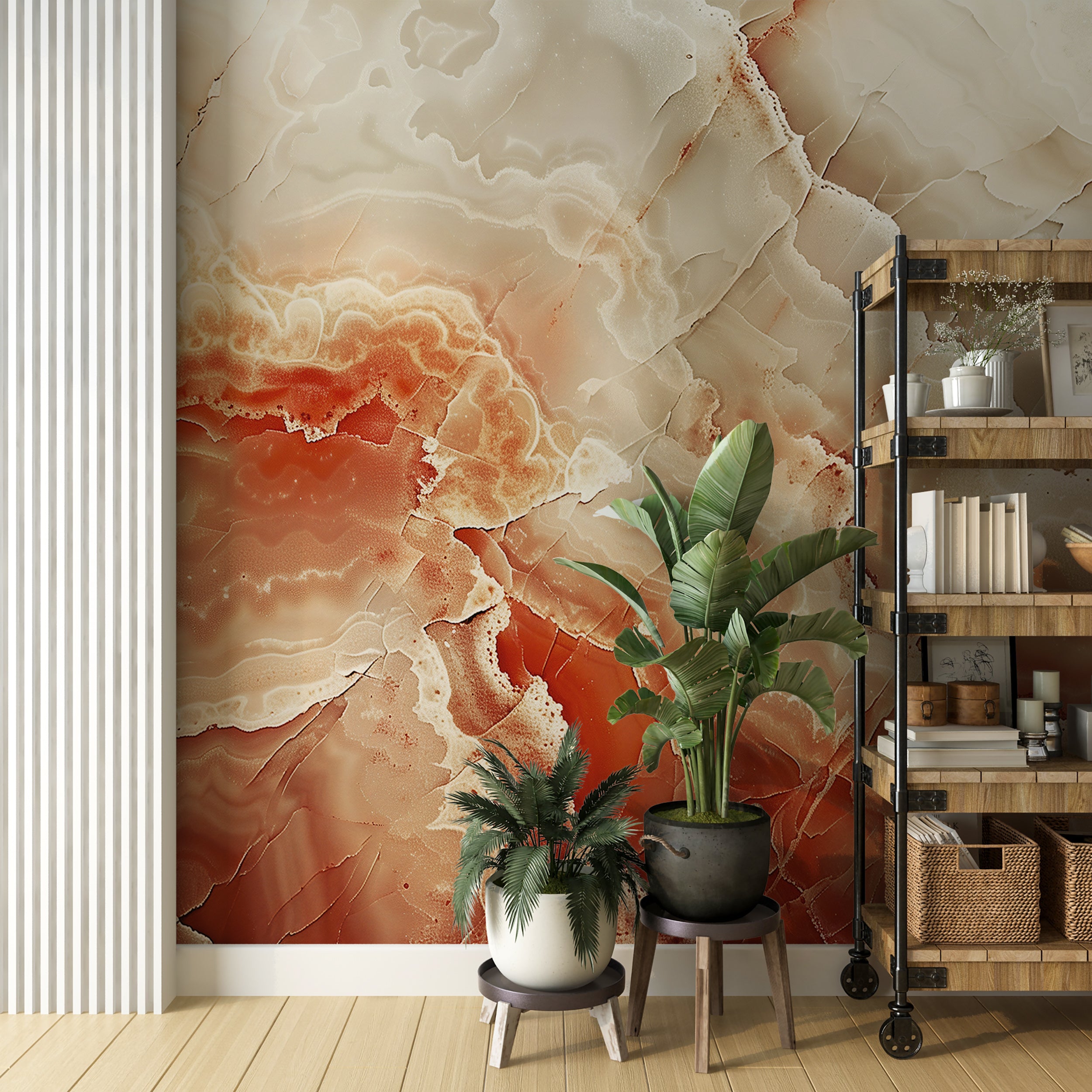 Modern orange marble wall decor