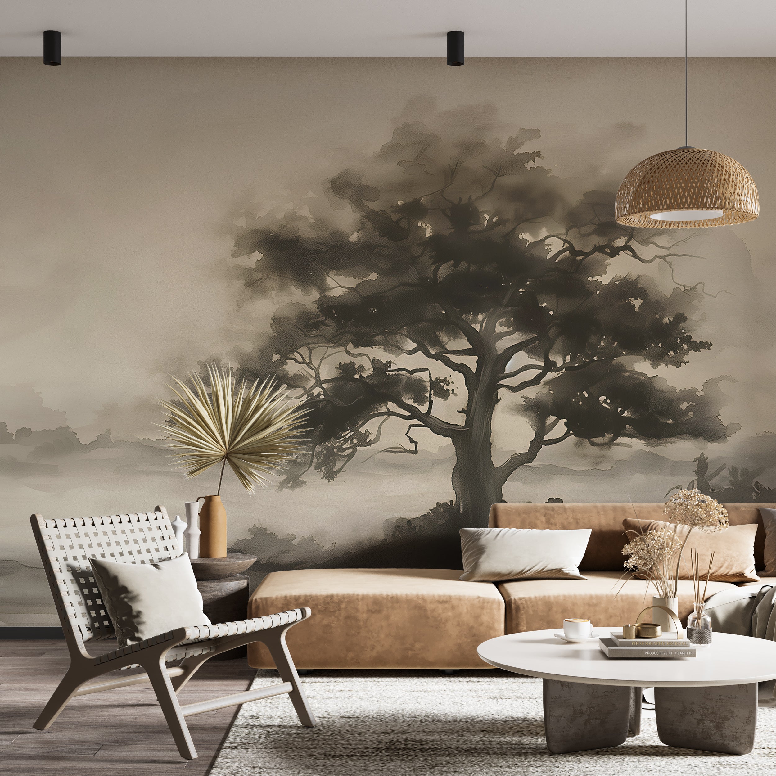 Removable vintage tree mural