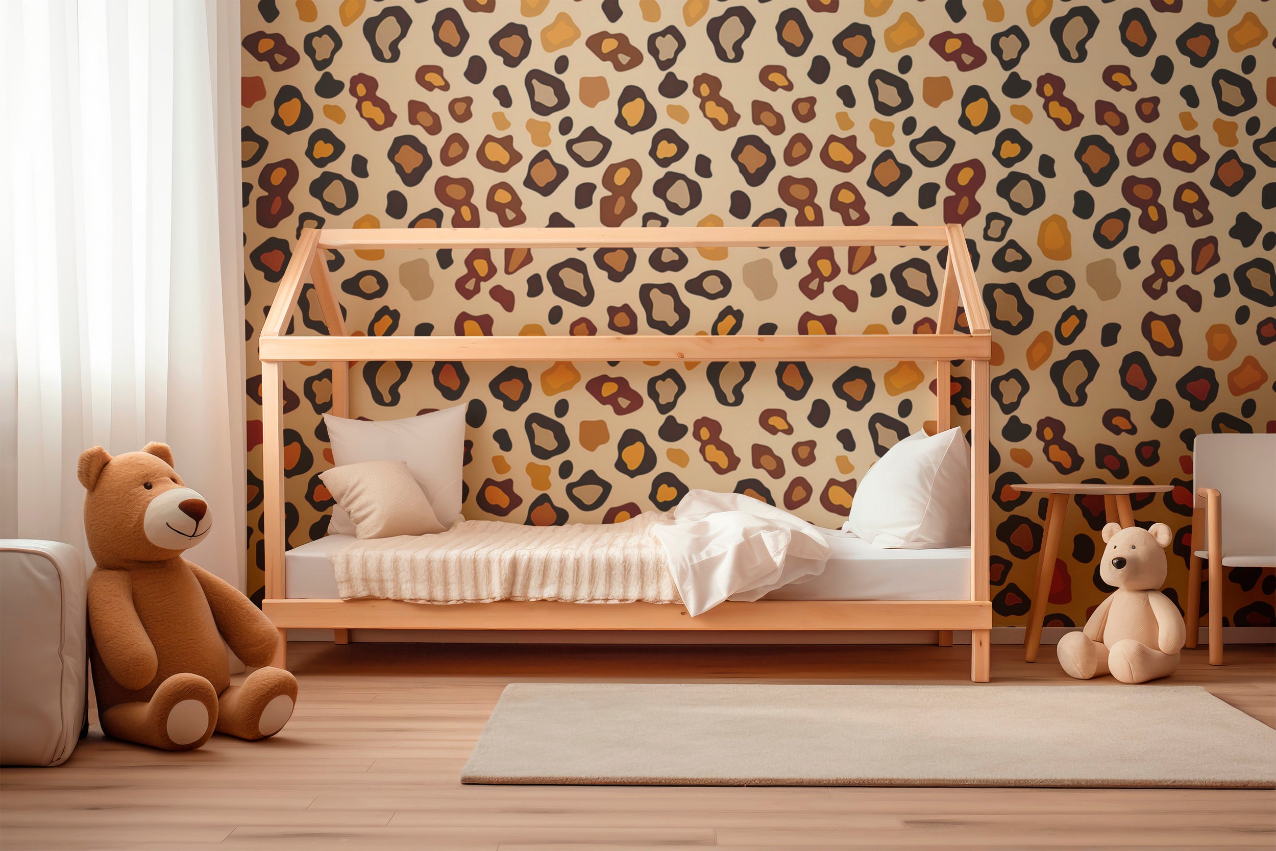 Beige and brown leopard pattern wallpaper Warm colors safari wallpaper