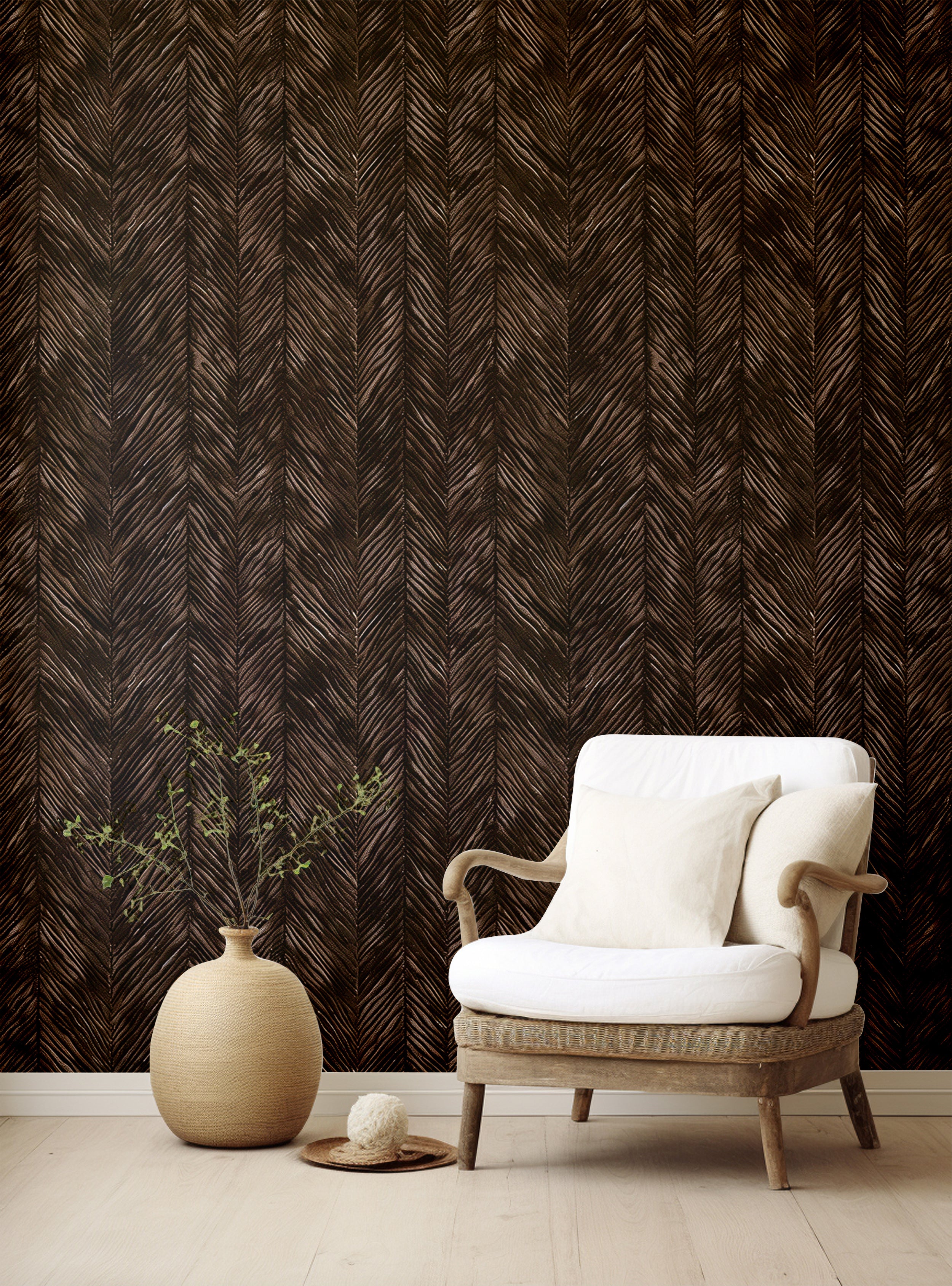 Dark brown luxury geometric wallpaper