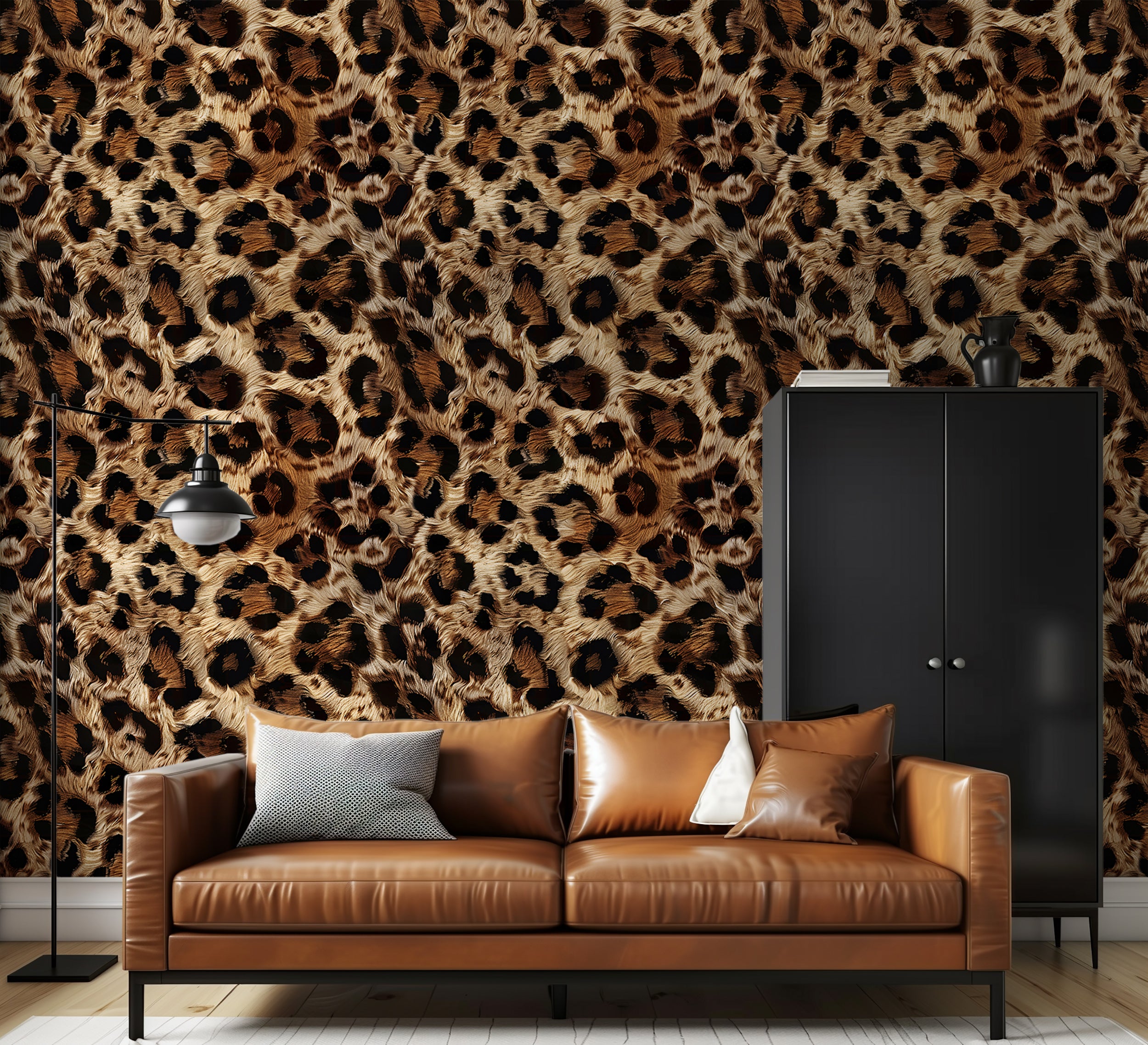 Peel and stick leopard print wall art