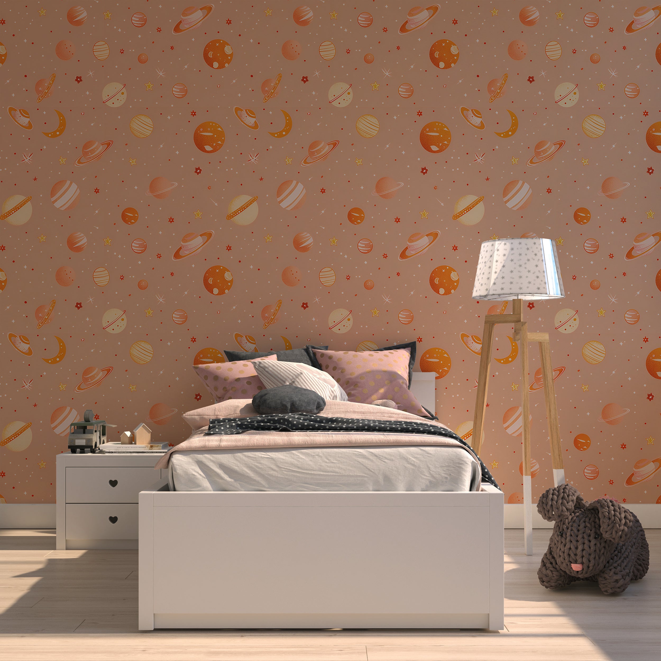 Soft pink and orange celestial wallpaper