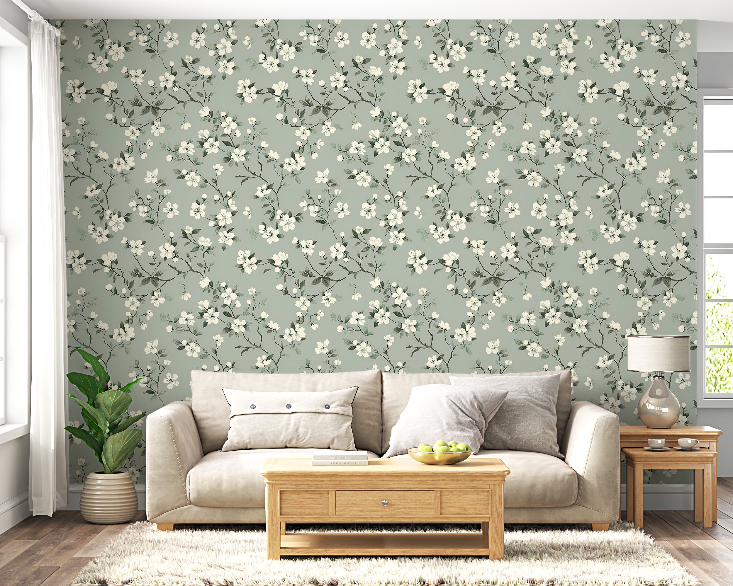 Timeless Chinoiserie floral wallpaper