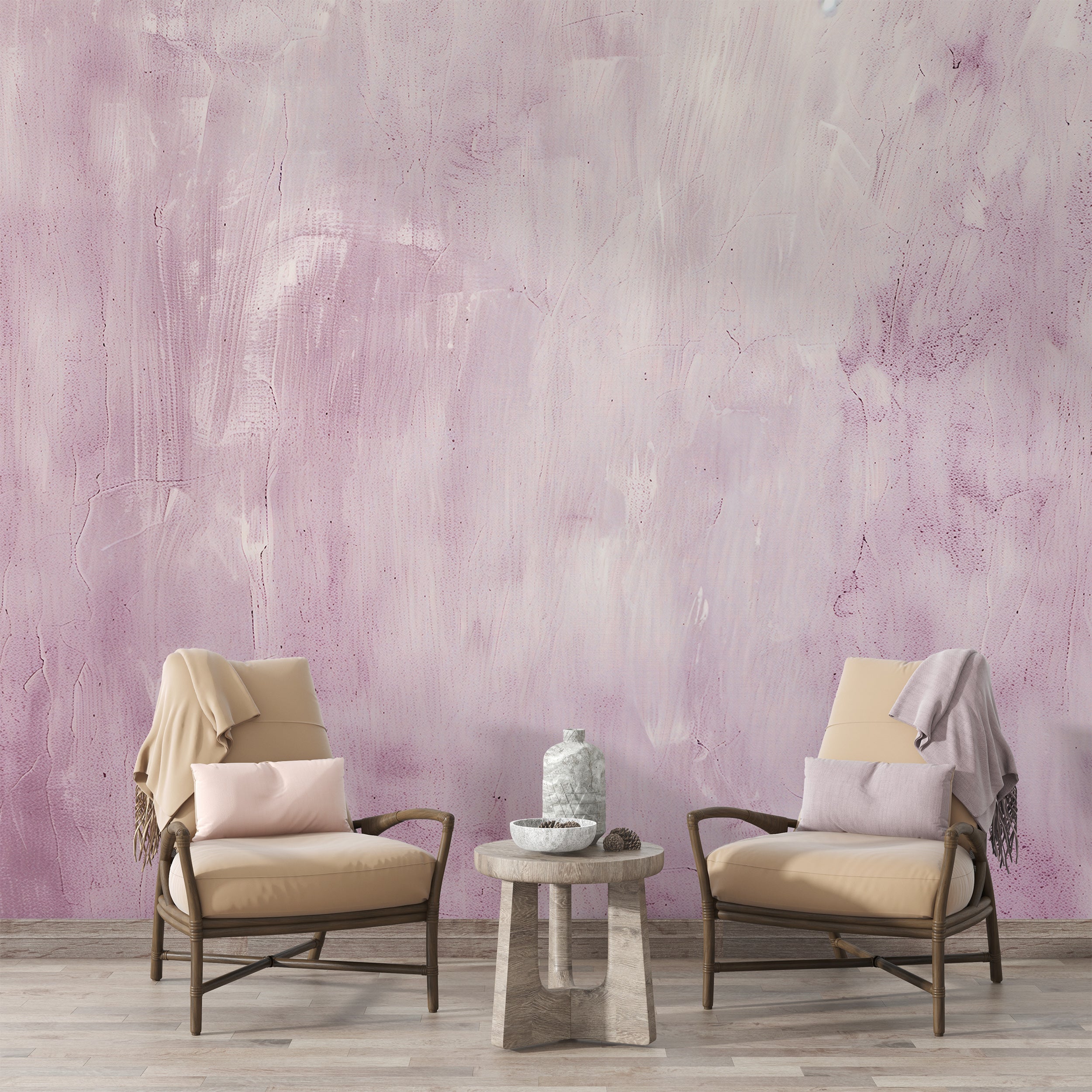 Soft pink peel and stick wall mural