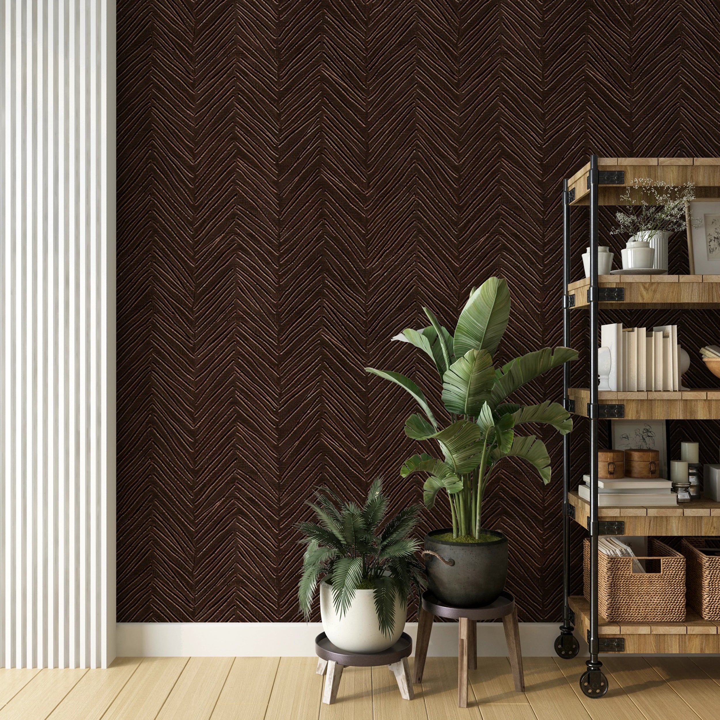 Dark brown wallpaper for elegant interiors