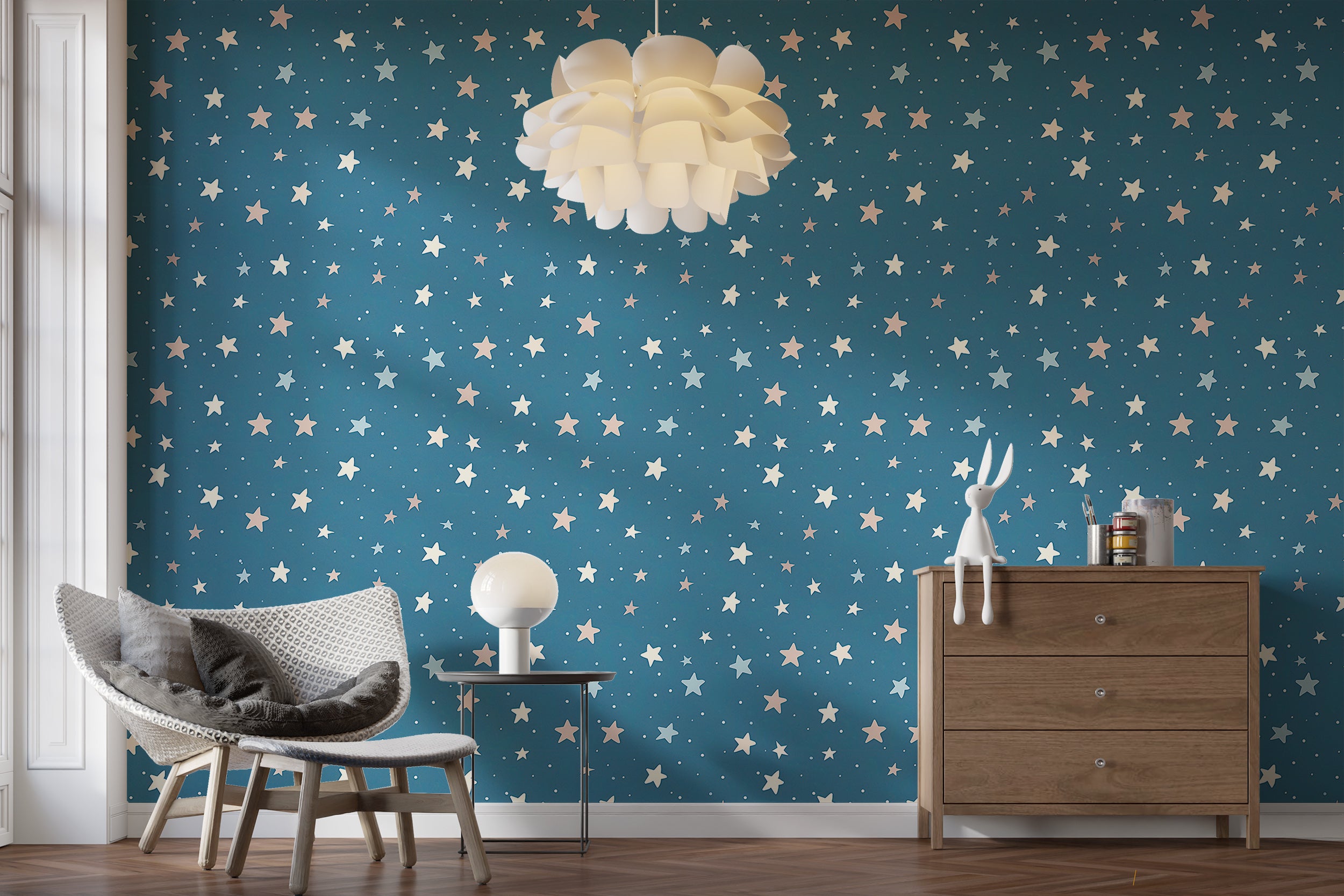 Serene celestial wallpaper for children's rooms