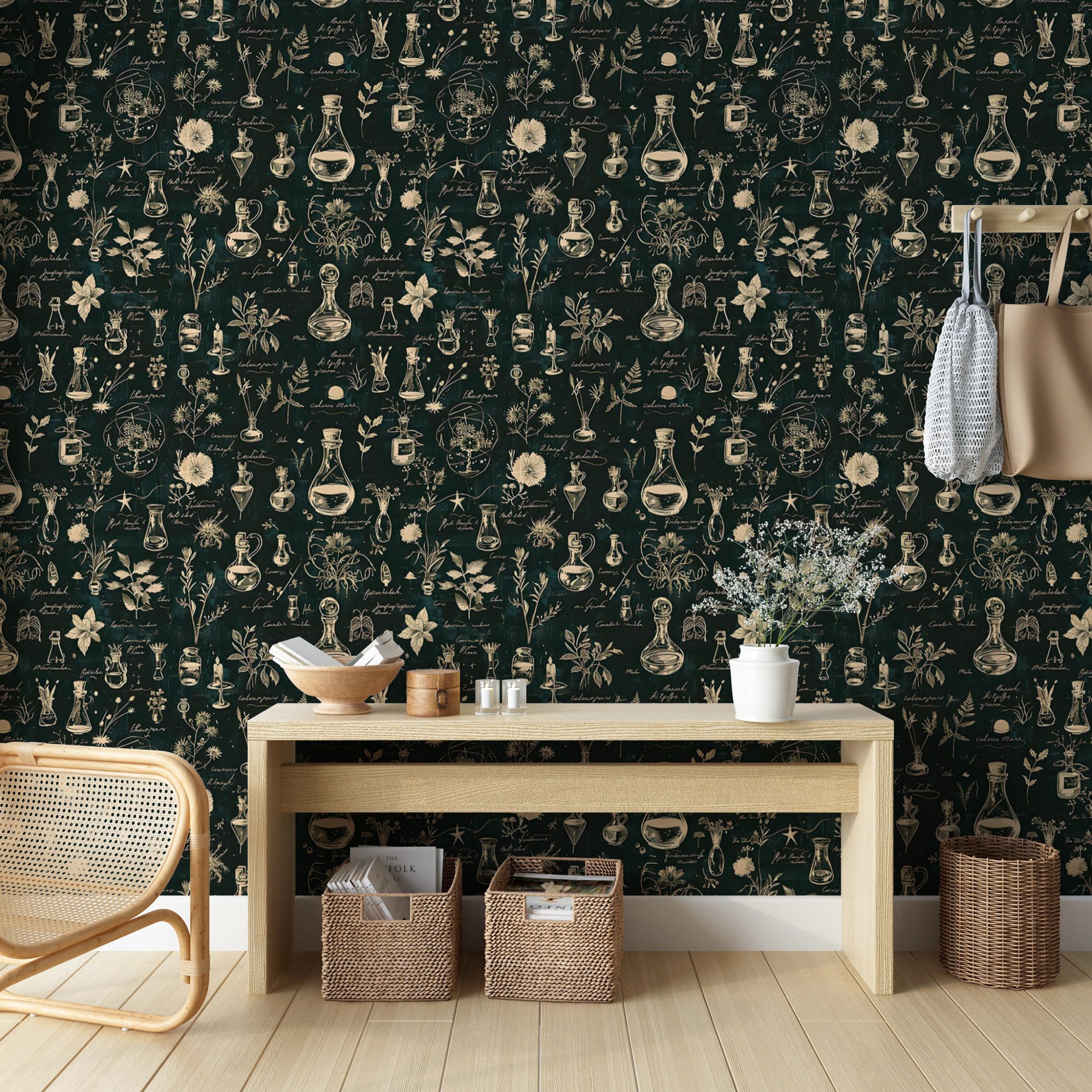 Unique herbal wallpaper for creative interiors